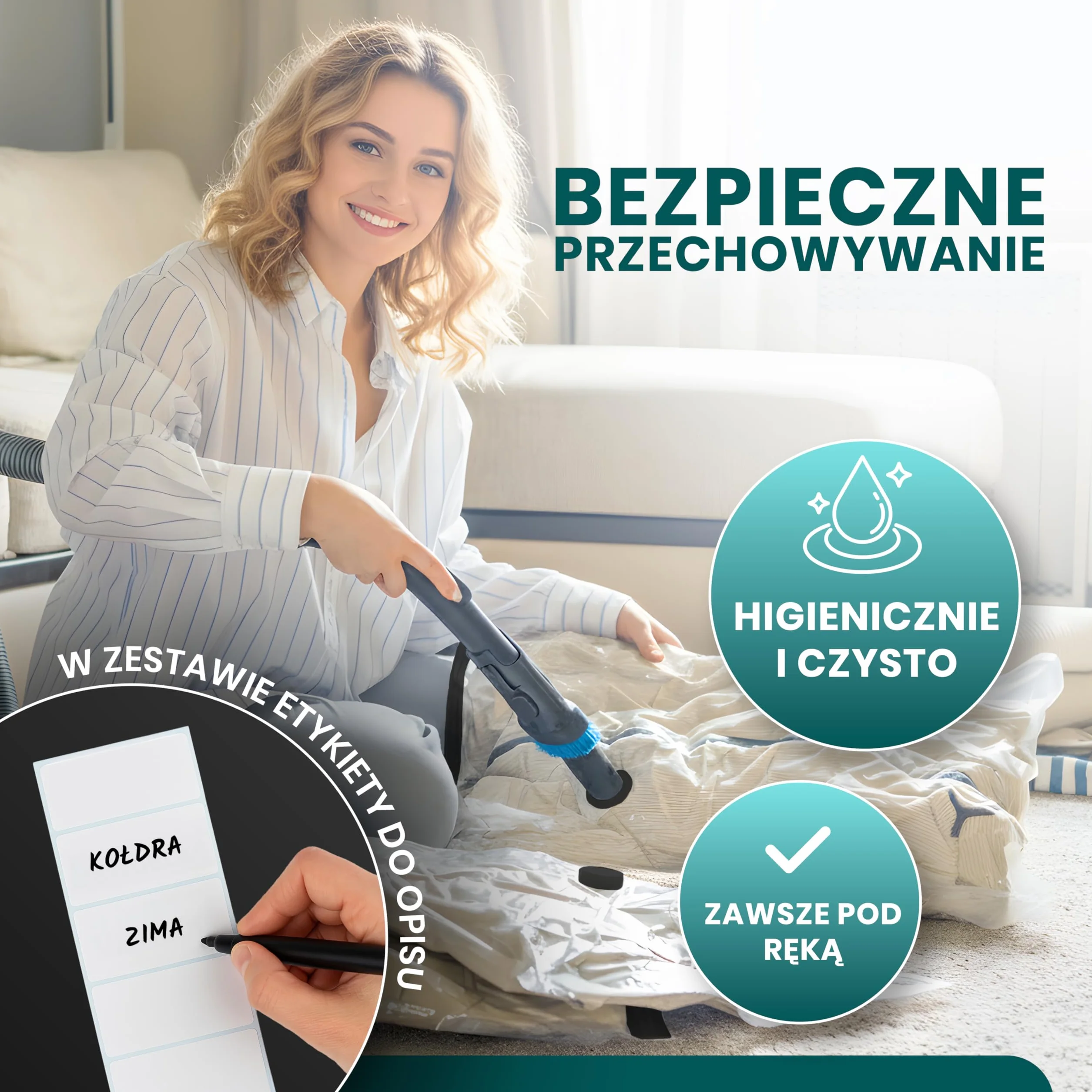 myHodo Zestaw worków próżniowych XXL 80 x 120 cm 6 sztuk do przechowywania