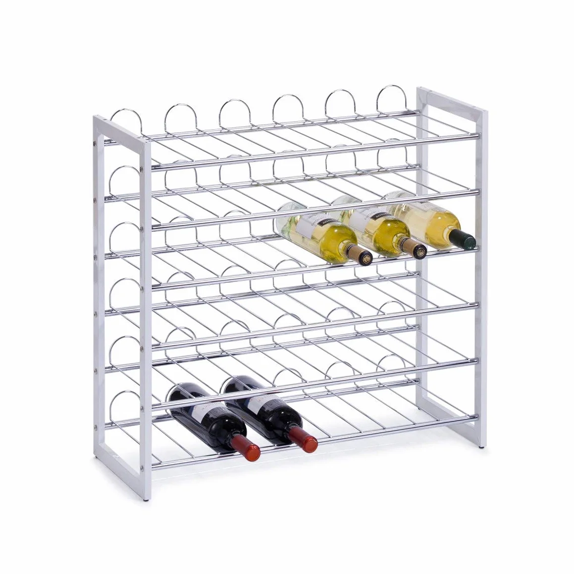 Zeller 27360 metalowy chromowany stojak na wino, biały, 68 x 26,5 x 63 cm
