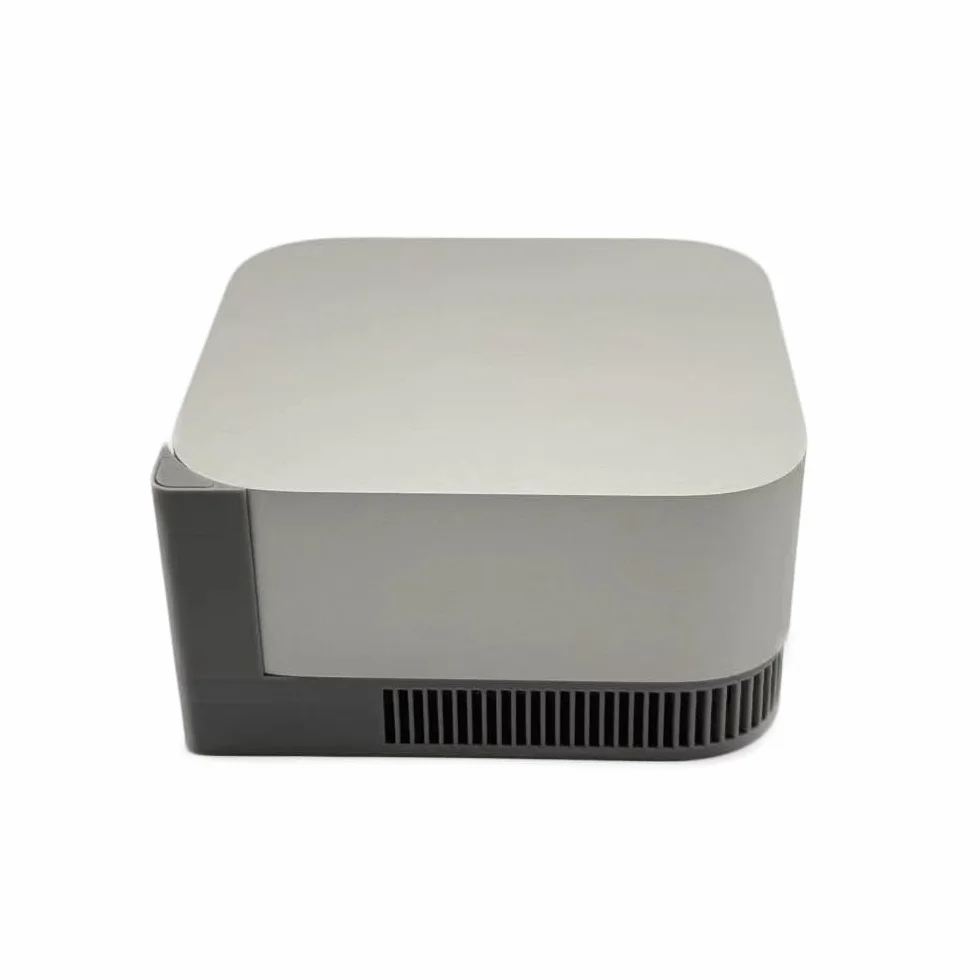 Stojak do Mac Mini M4 2024, uchwyt biurkowy z górnym przyciskiem zasilania, druk 3D, uchwyt na komputer, przycisk Easy Power, stojak poziomy (srebrny)