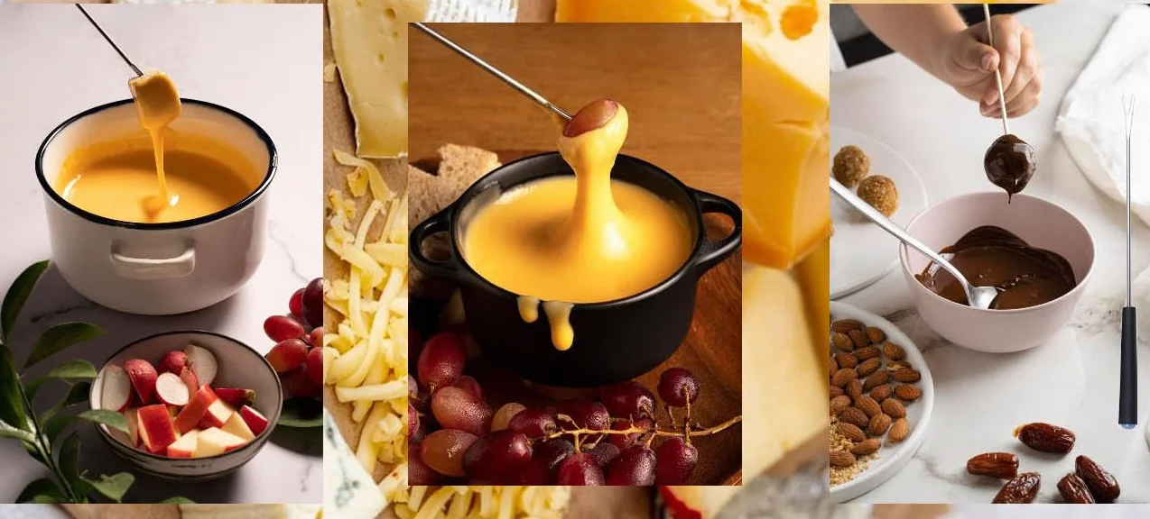 LATRAT Zestaw 8 widelców do fondue ze stali nierdzewnej, widelec do grilla i sera z odpornym na wysokie temperatury uchwytem
