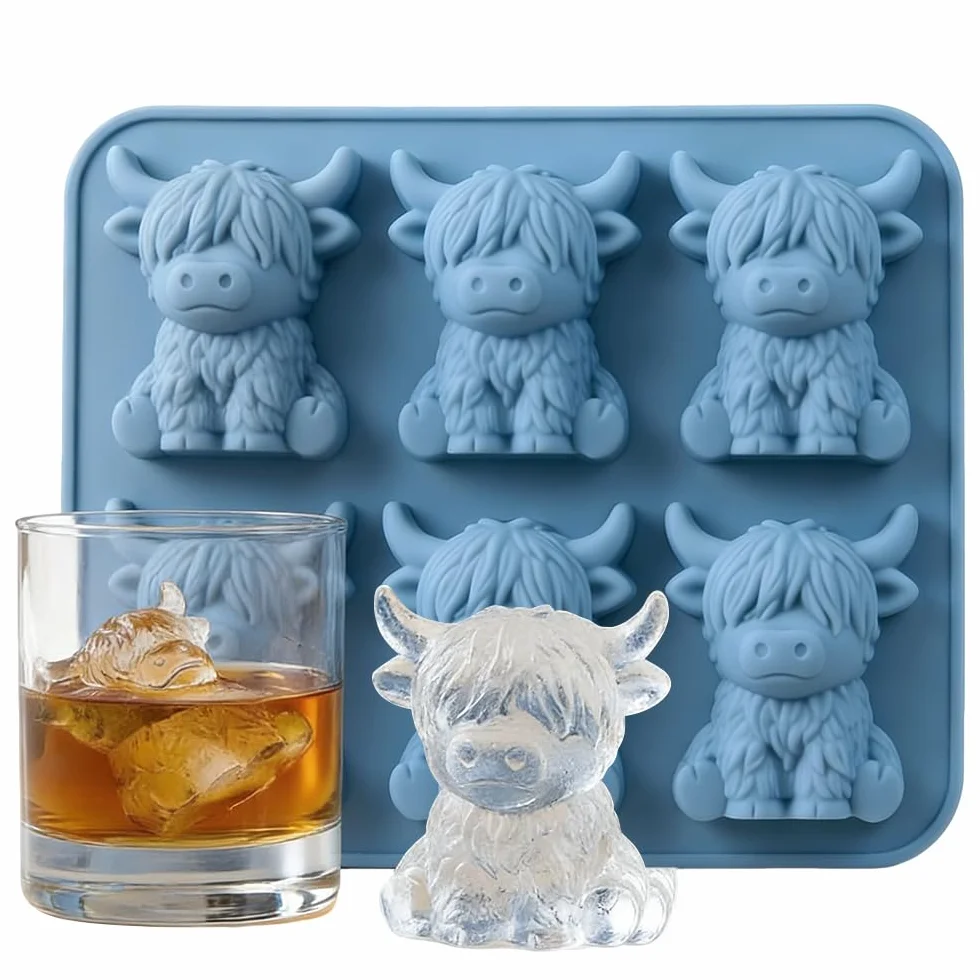 Silikonowa forma 3D do lodu w kształcie krowy, mini foremka do whisky, koktajli i czekolady