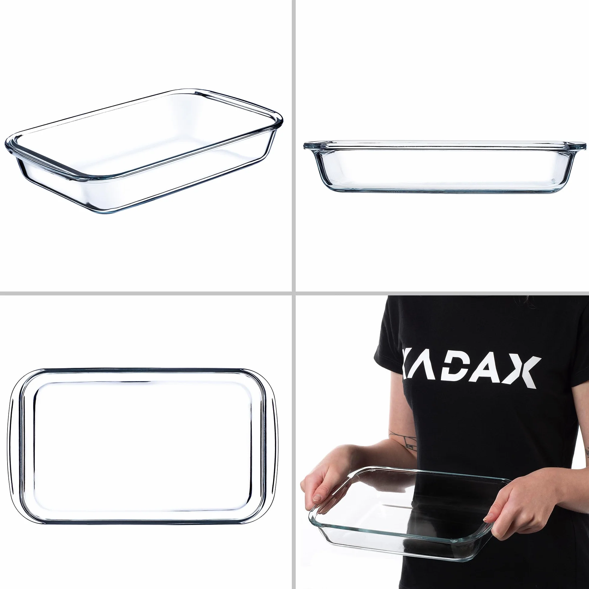 KADAX Prostokątne naczynie żaroodporne 1,5 l do zapiekanek lasagne ciast mięsa piekarnika zmywarki