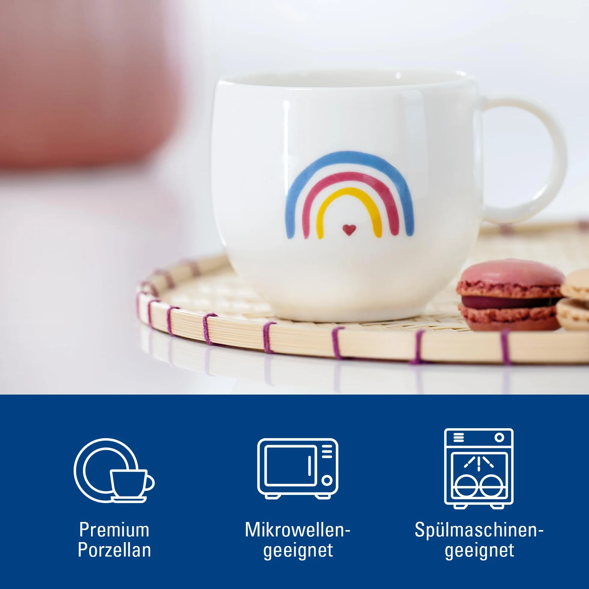 Villeroy & Boch With Love kubek z uchem Be Happy porcelana Premium filiżanka do kawy i herbaty mycie w zmywarce mikrofalowa