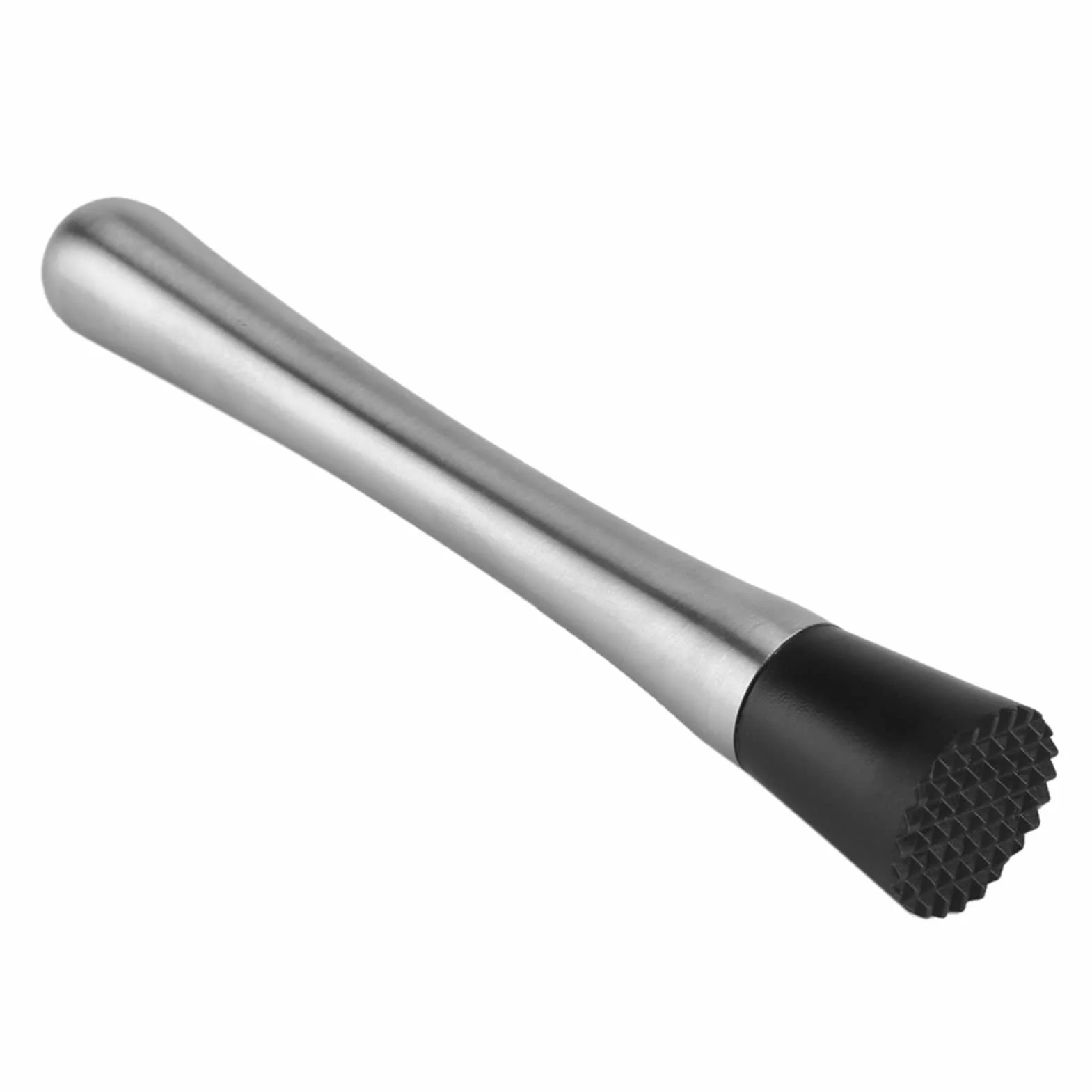 Muddler do Koktajli, Stal Nierdzewna 304, 20 cm, z Głowicą PP, Profesjonalny Tłuczek do Cytrusów i Ziół, Srebrny i Czarny