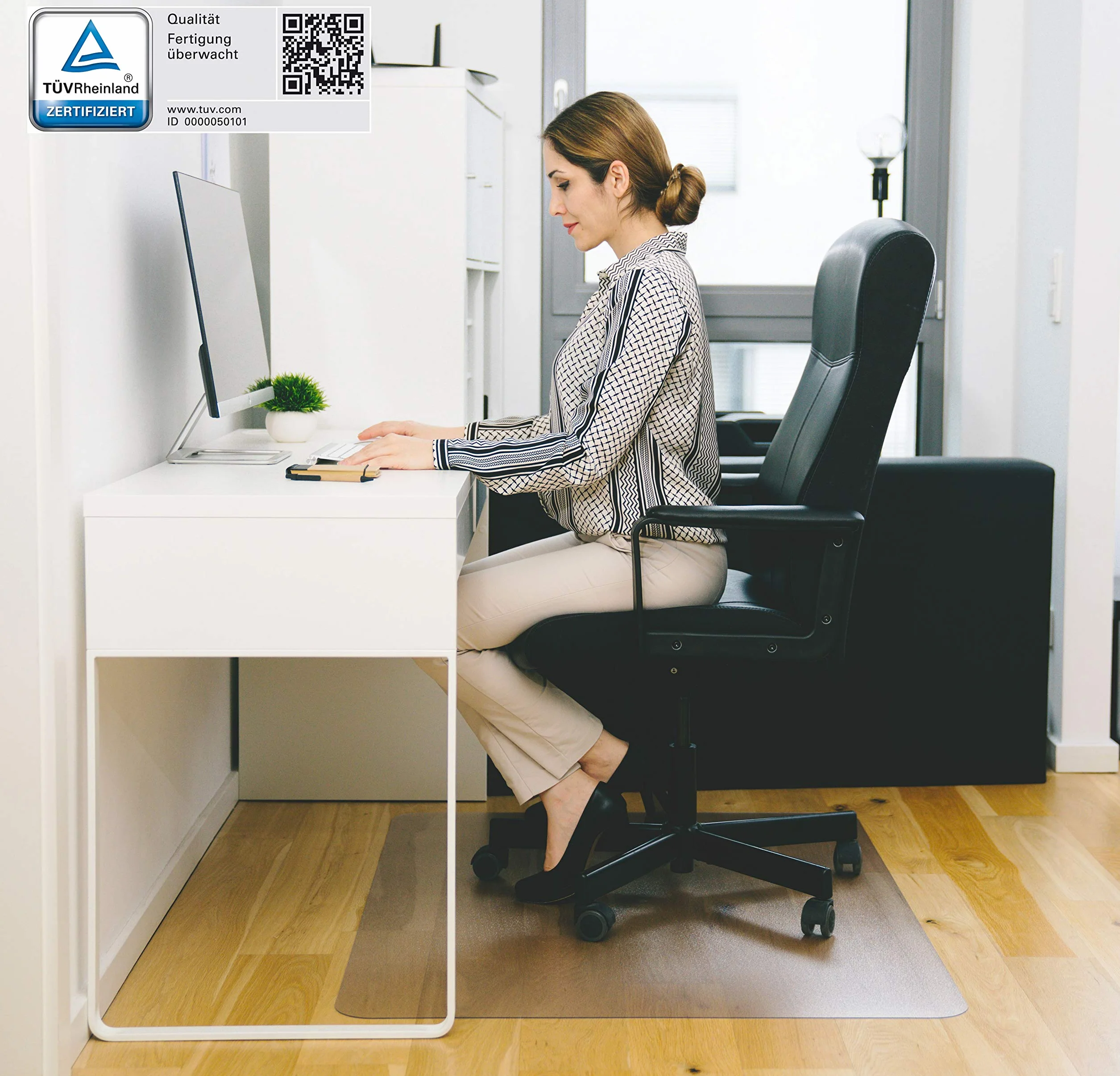 KAISER PLASTIC Przezroczysta mata podłogowa, wykonana z Clear Style R.PET, certyfikat TÜV, idealna do podłóg twardych, 115 x 135 cm
