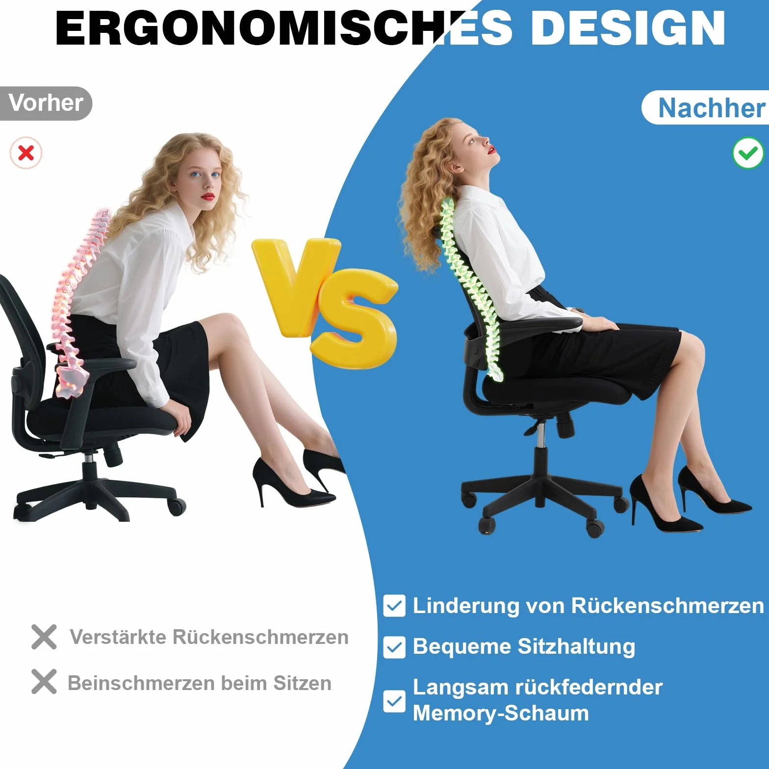 Poduszka lędźwiowa do samochodu, podparcie lędźwiowe, poduszka pod plecy do samochodu, poduszka pod plecy z pamięcią kształtu, ergonomiczna poduszka podpierająca plecy do domu, biura