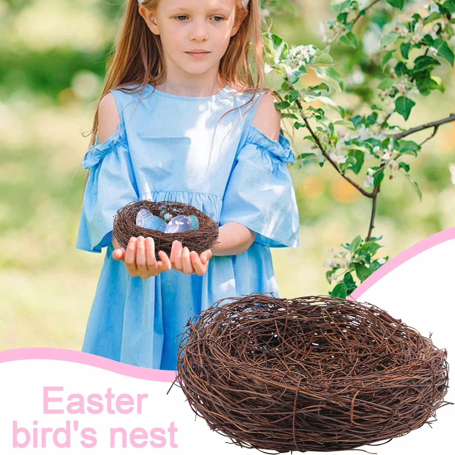 Bird Nest - Easter Artificial Nest, Warm Breathable Decorative Bird House with Realistic Design, Perfect for Home, Window Display, Woodlands Decor, Seasonal Crafts and Holiday Decorations