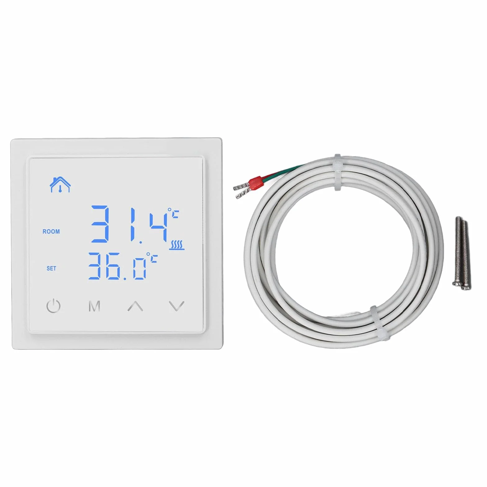 Generic Inteligentny Termostat, Elektryczny Termostat Ogrzewania Podłogowego, Szeroka kompatybilność, Wyświetlacz LED, łatwa Instalacja, Zabezpieczenie Przed Fałszywymi Kontaktami, 16A AC85V-250V