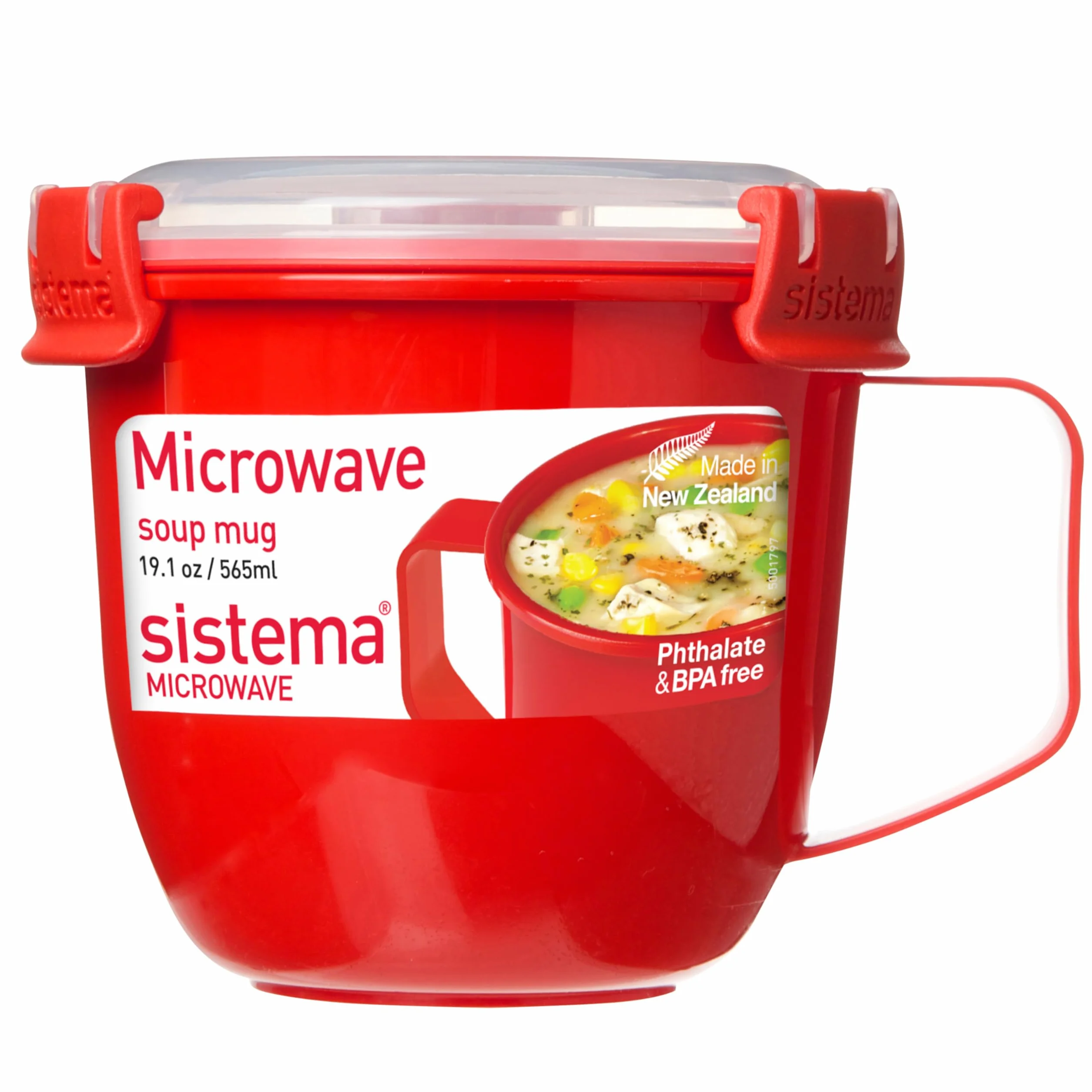 Sistema kubek do zupy do kuchenki mikrofalowej 565 ml czerwony