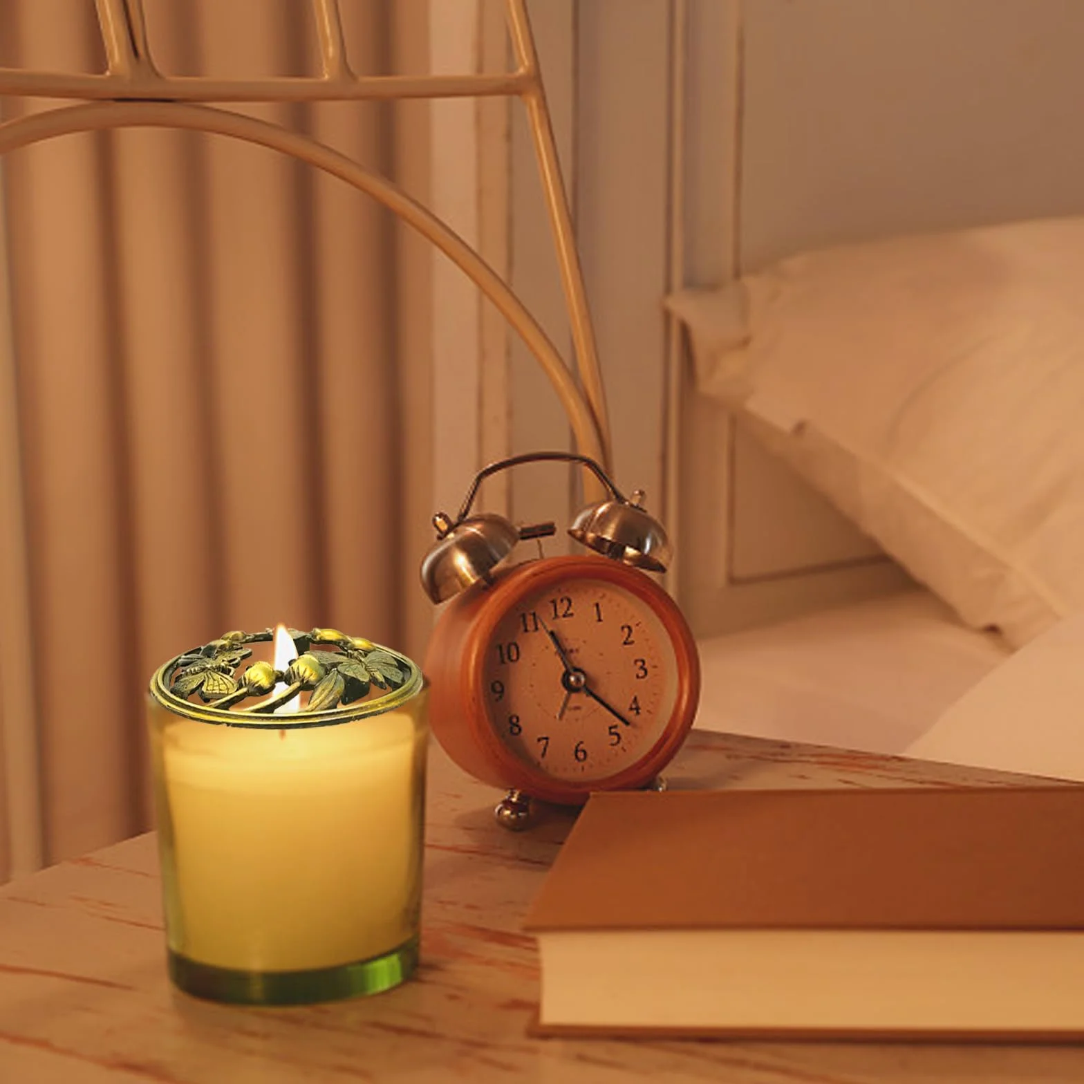 Illuma Lid automatyczny gaśnica do świec w kolorze brązu, do świec Jar Candles – które przyczyniają się do równomiernego stopienia świecy, średnica 7,8 cm