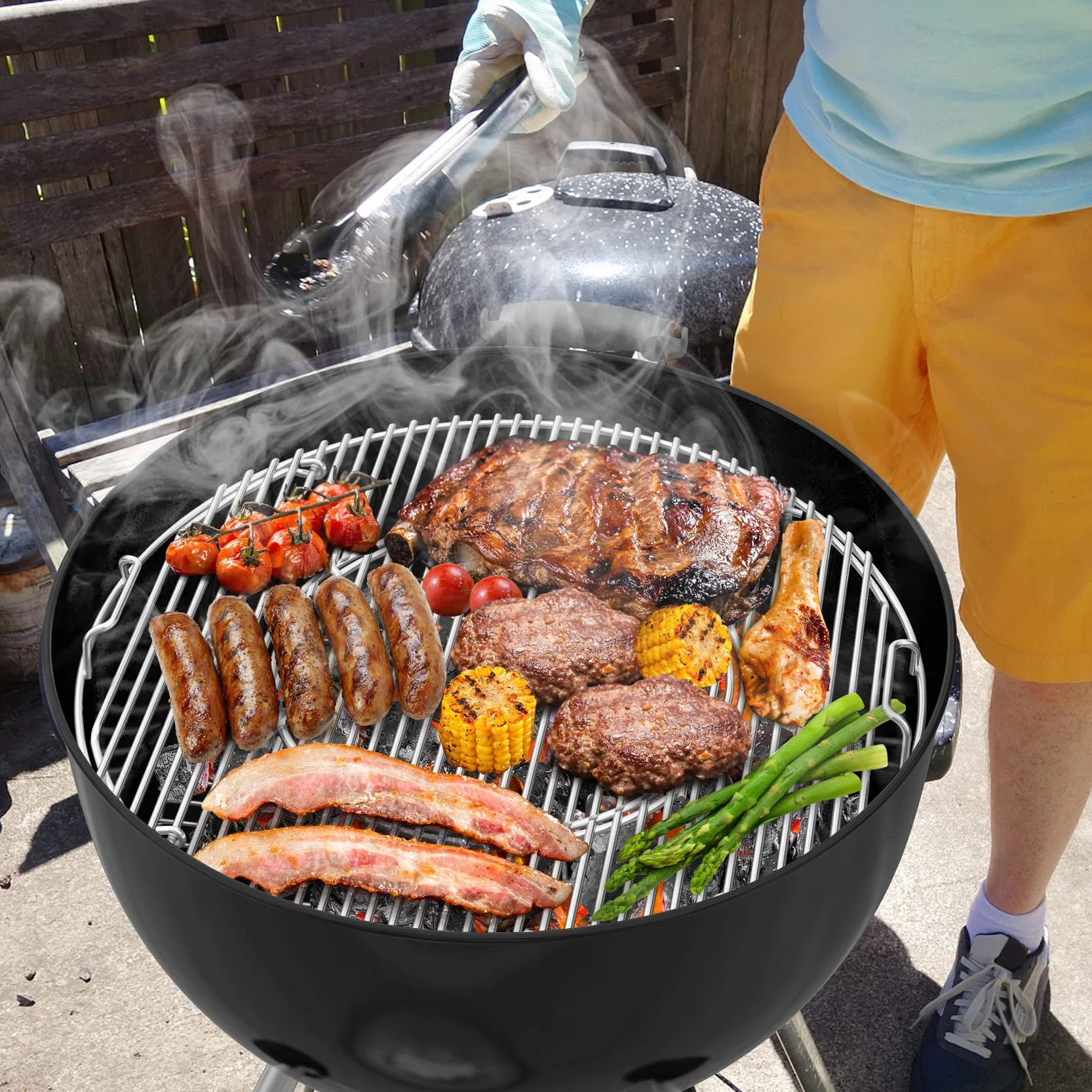 Onlyfire ruszt do grillowania ze stali nierdzewnej, Ø 54,6 cm, dwustronny otwór