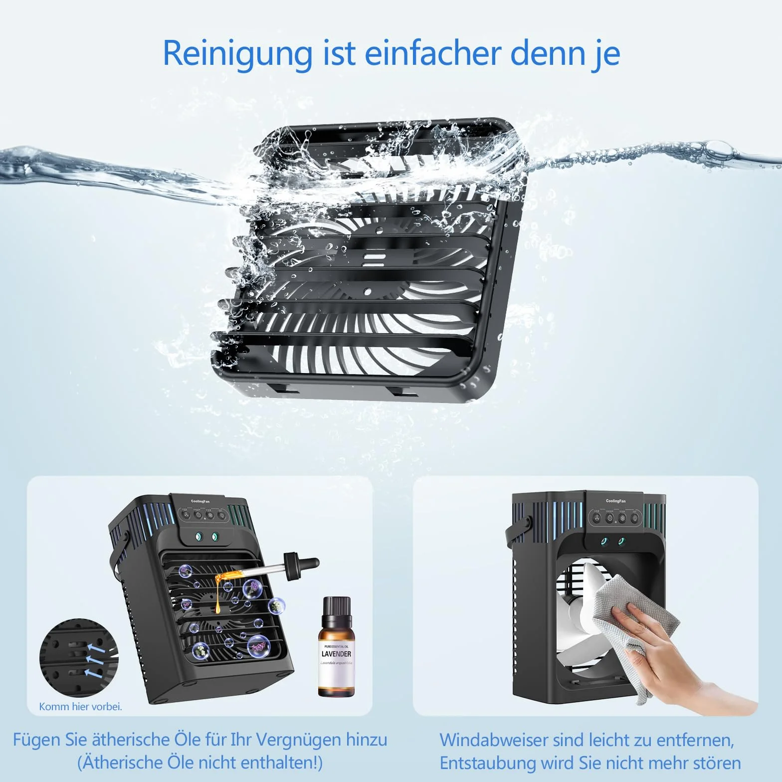 Mobilny klimatyzator 1200 ml z pilotem 3 prędkości 3 mgiełki chłodzące timer 2-8 h LED cichy