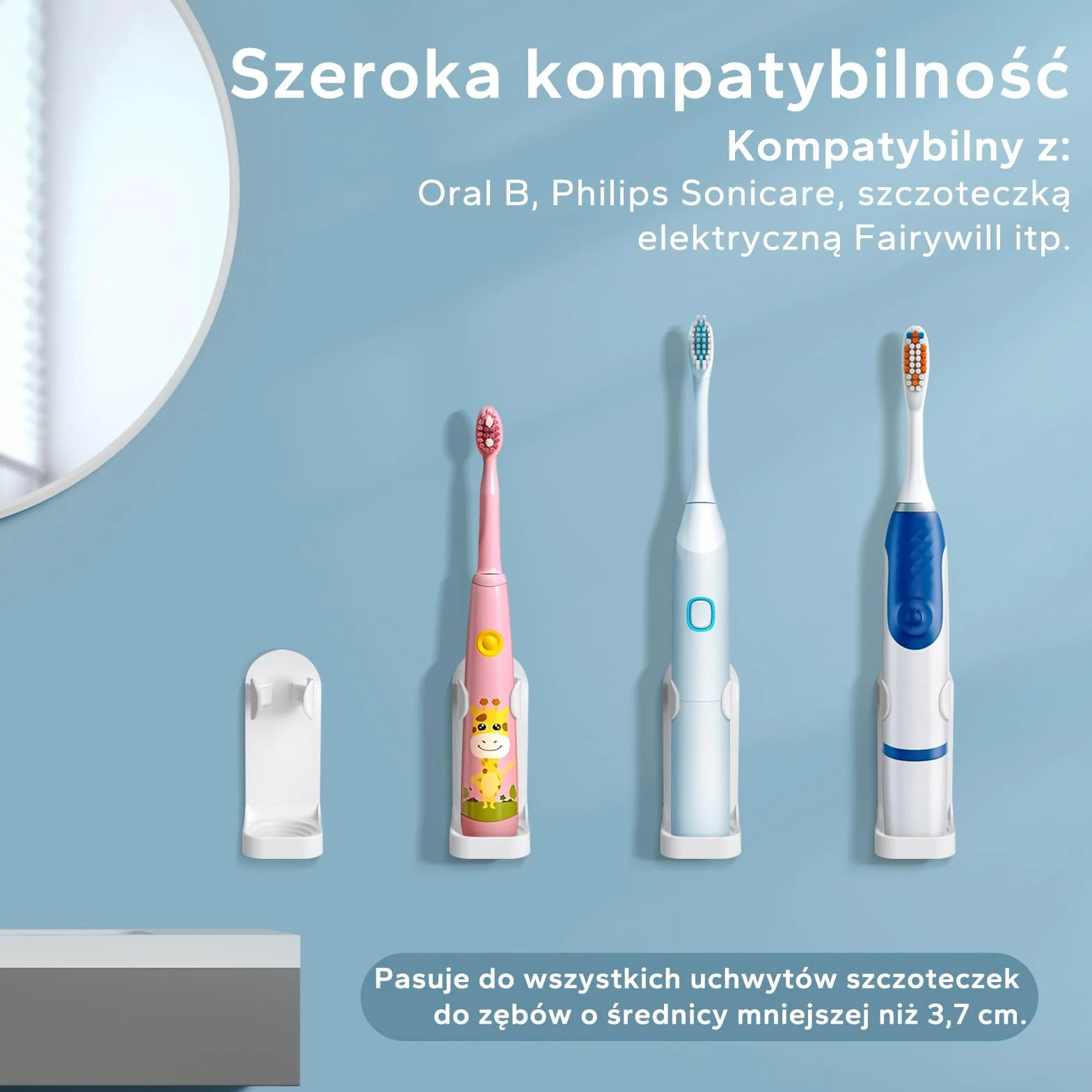 Elektryczny Uchwyt na Szczoteczkę do Zębów, HOMMAND 2 Szt. Mocny Samoprzylepny Uchwyt na Szczoteczki Elektryczne, Regulowany Stojak Organizer na Szczoteczki do Zębów Naścienny do łazienki, Biały