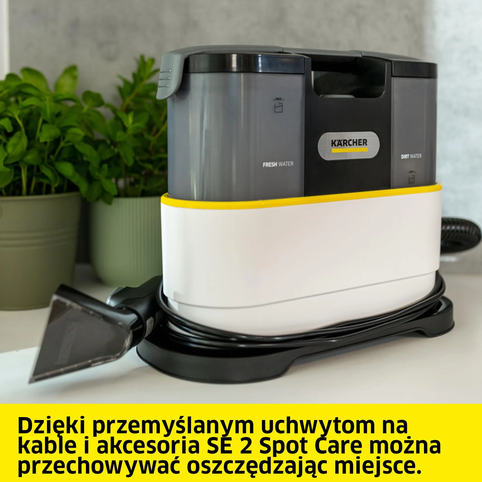 Kärcher odkurzacz piorący SE 2 Spot Care, moc pobierana: 450 W, zbiornik na czystą wodę: 1,5 l, powierzchnia: 2,89 m², waga: 4,2 kg, dysza z podkładką piorącą, dysza do plam i środek czyszczący RM 519
