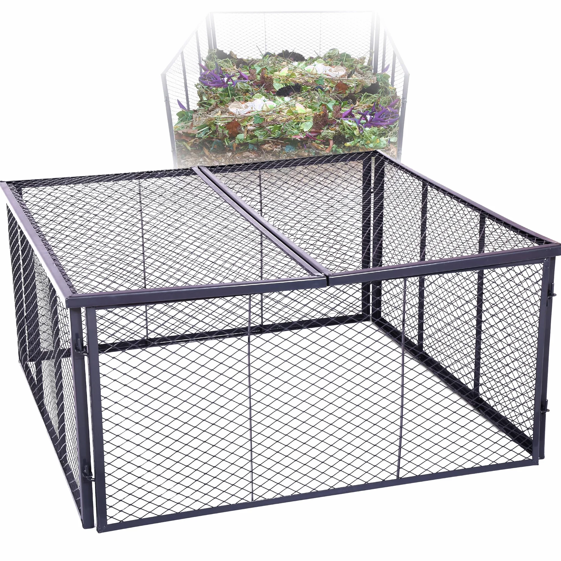 Novatool Kompostownik ogrodowy, metalowy, 100 x 100 x 100 cm + pokrywa lub dno, z rozszerzalnym systemem wtykowym, malowany proszkowo metalowy kompostownik o pojemności 1000 litrów, kompostownik