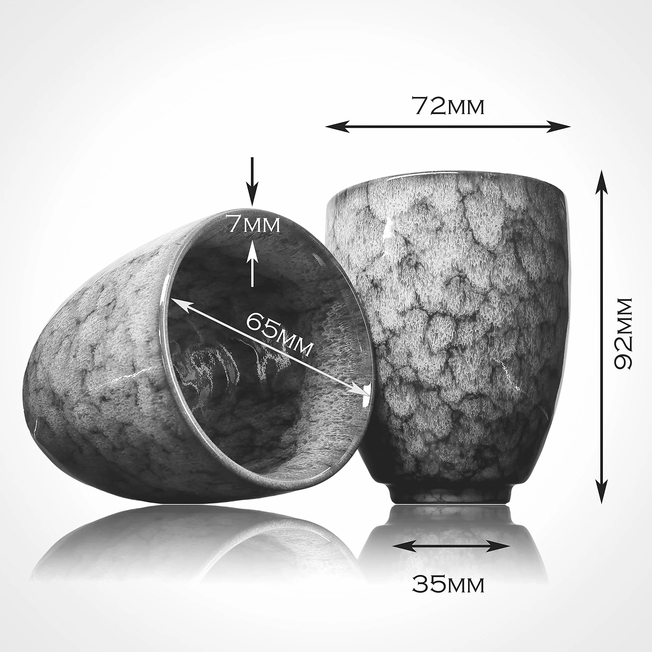 Ganzoo ceramiczny kubek grubościenny 200 ml 7 mm zestaw 2 szt. średnica 65 mm wysokość 92 mm