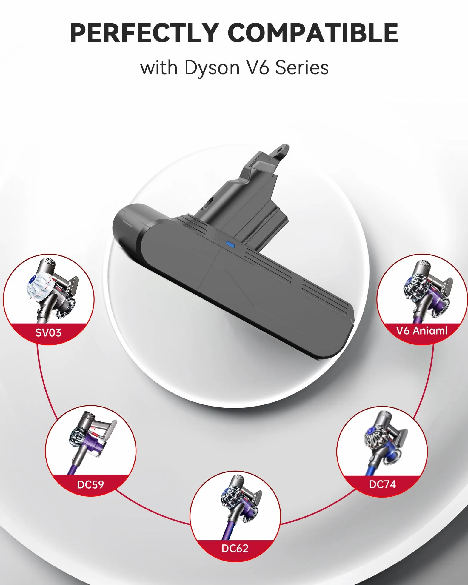 Morpilot Bateria 4600 mAh do Dyson V6 DC62 SV03 DC58 DC59 DC61 DC72 DC74 SV06 SV09 z 2 filtrami zmywalnymi, 21,6V