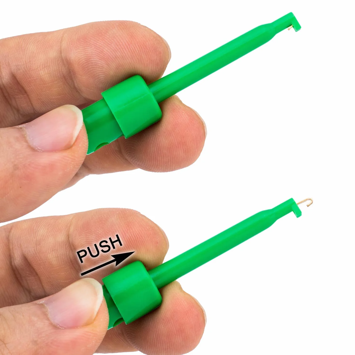 RUNCCI-YUN 30 szt. Mini zacisk sprężynowy z hakiem testowym, multimetr przewód testowy klips elektroniczny mini sonda testowa, chwytak sondy, do PCB SMD IC (czerwony, niebieski, czarny, żółty, zielony