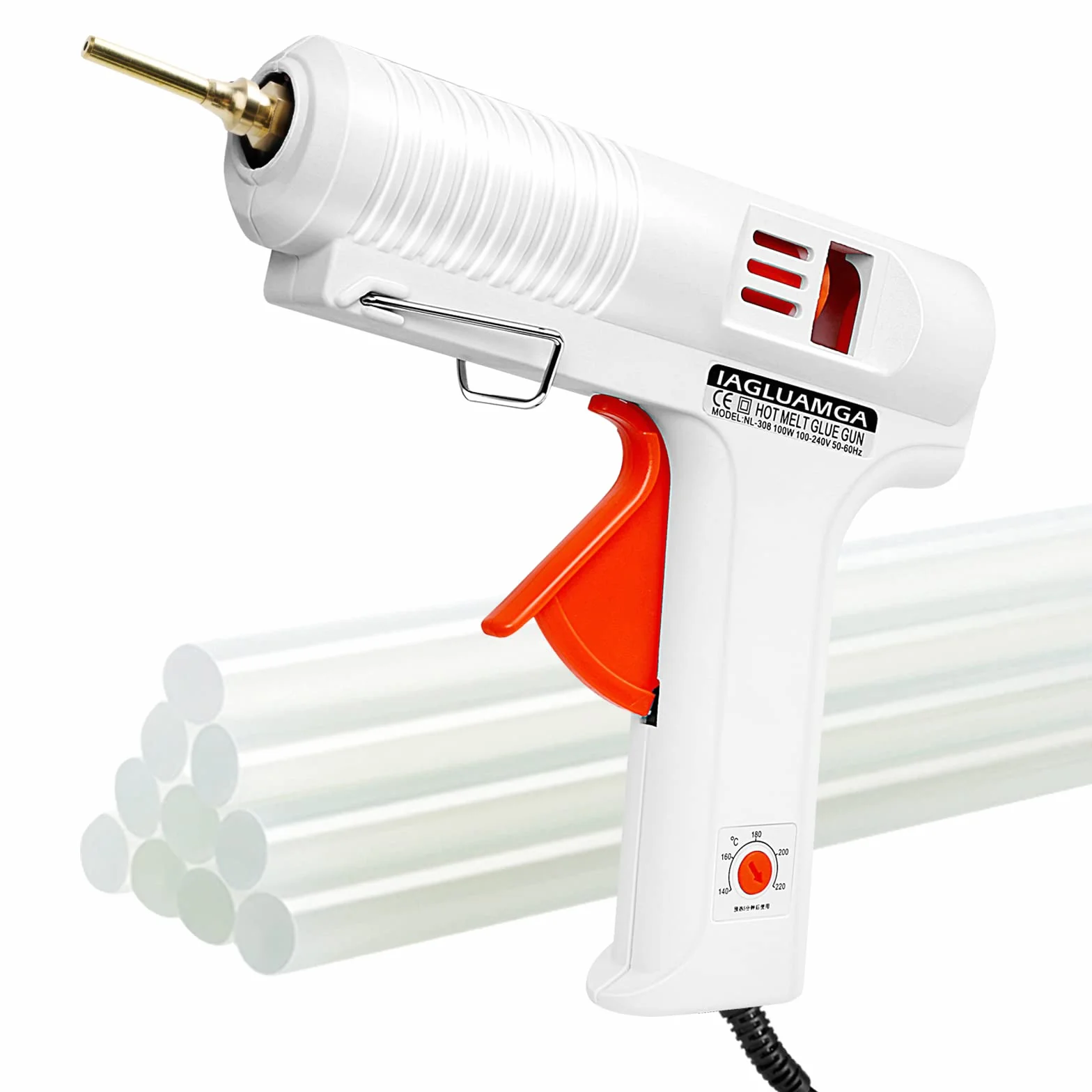 Pistolet do klejenia na gorąco z wkładami do kleju, 100 W, regulacja temperatury, narzędzie do naprawy ręcznej, pistolet do klejenia dla majsterkowiczów, projektów artystycznych i