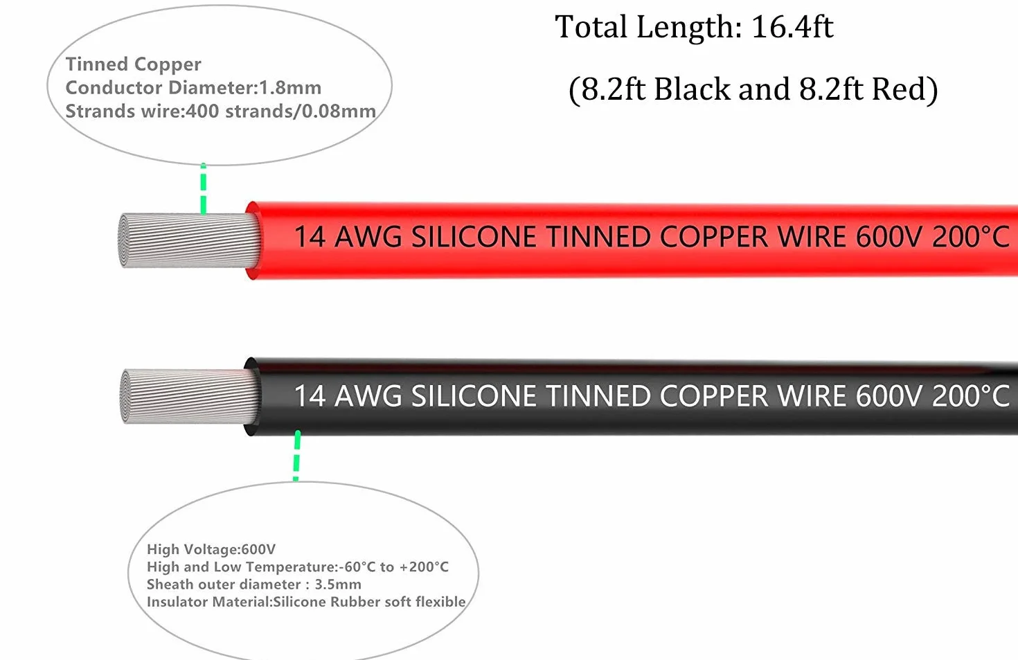 14 Gauge Silikon Draht 5 Meter (2,5 Meter Schwarz und 2,5 Meter Rot) Weich und Flexibel Niedrige Impedanz