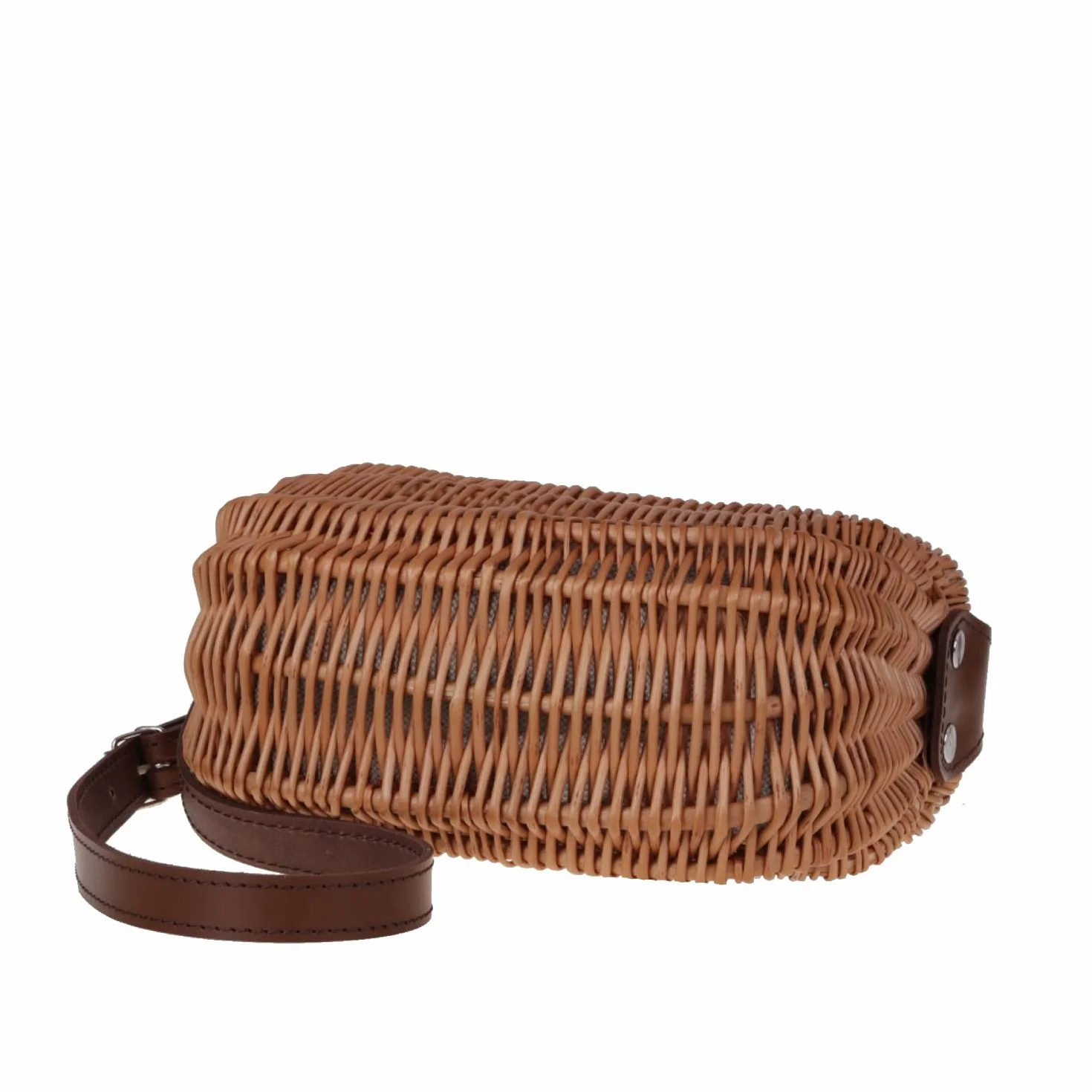 e-wicker24 Mała torba w kolorze beżowym, pleciona torba z wikliny z uchwytem