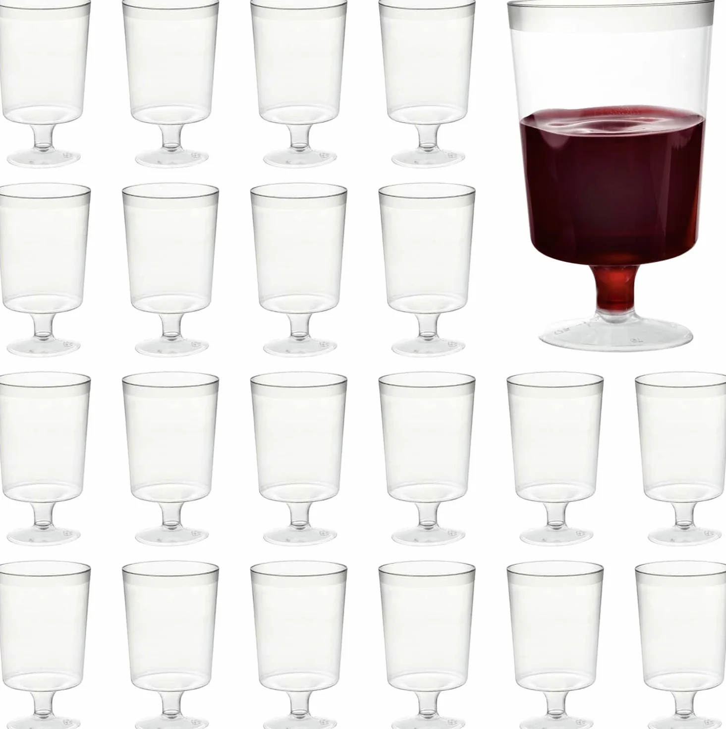 MATANA 50 Przezroczystych Kieliszków do Wina z Twardego Plastiku (Jednoczęściowe, 180ml) - Eleganckie, Wytrzymałe i Wielokrotnego Użytku - Wesela, Urodziny, Boże Narodzenie, Przyjęcia