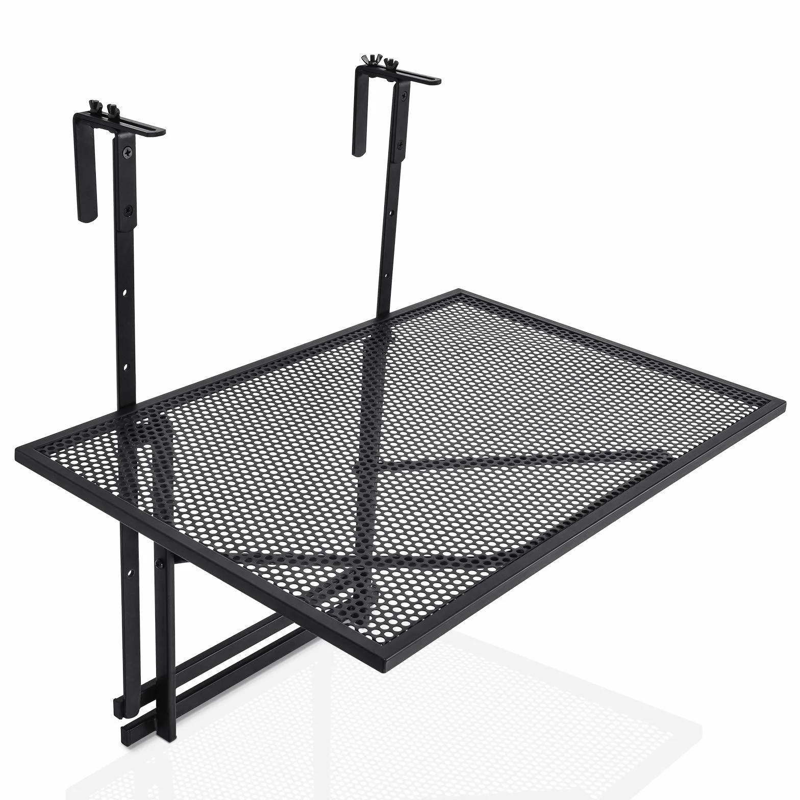 COSTWAY Składany stół balkonowy, wiszący, 5-stopniowa regulacja wysokości, z metalu, prostokątny, nośność 20 kg, 60,5 x 40,5 cm