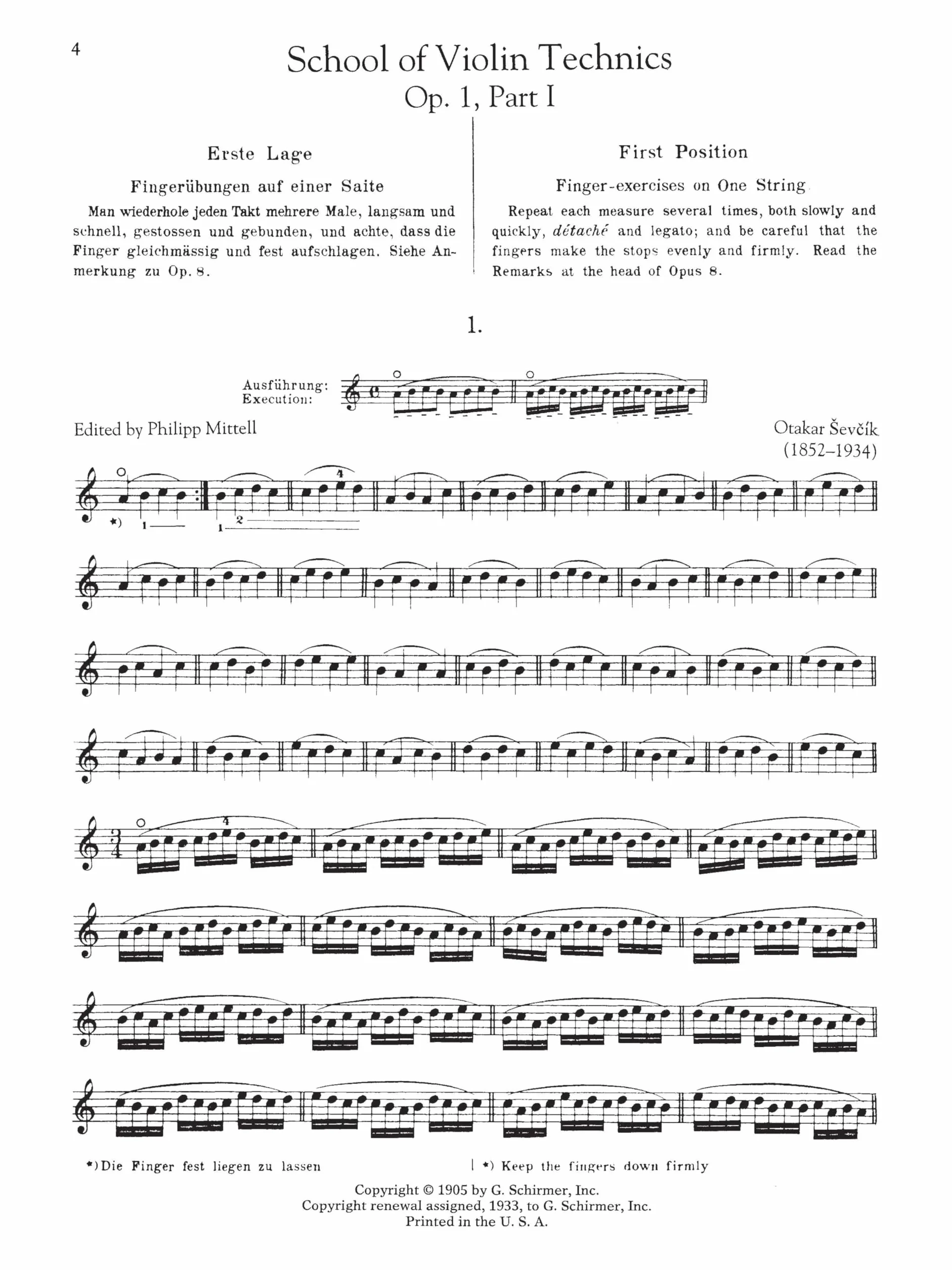 Otakar sevcik: the school of violin technics op.1 complete: Schirmer Library of Classics Volume 2091