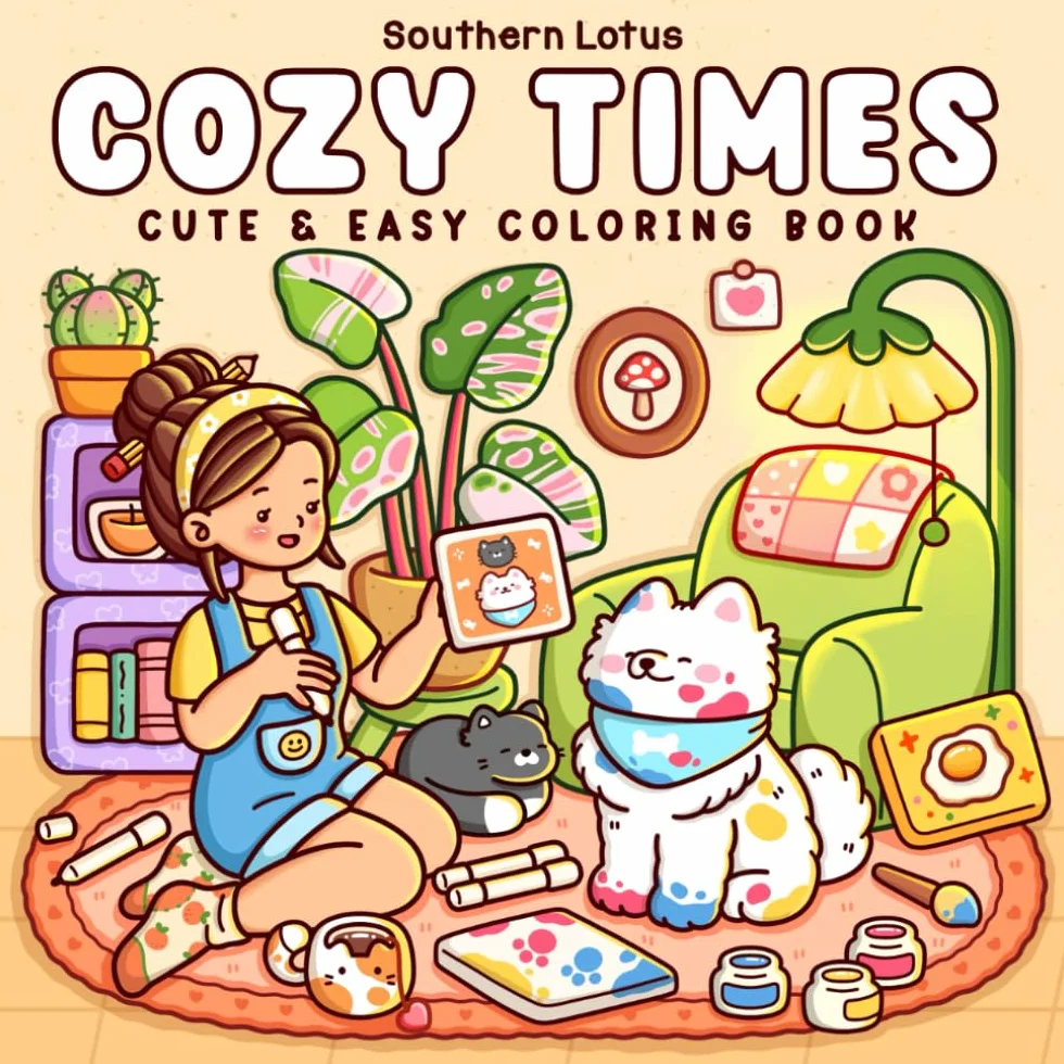 Cozy Times: Coloring Book for Adults and Teens Featuring Girls, Boys, and Pets in Chill Moments and Relaxing Times for Relaxation