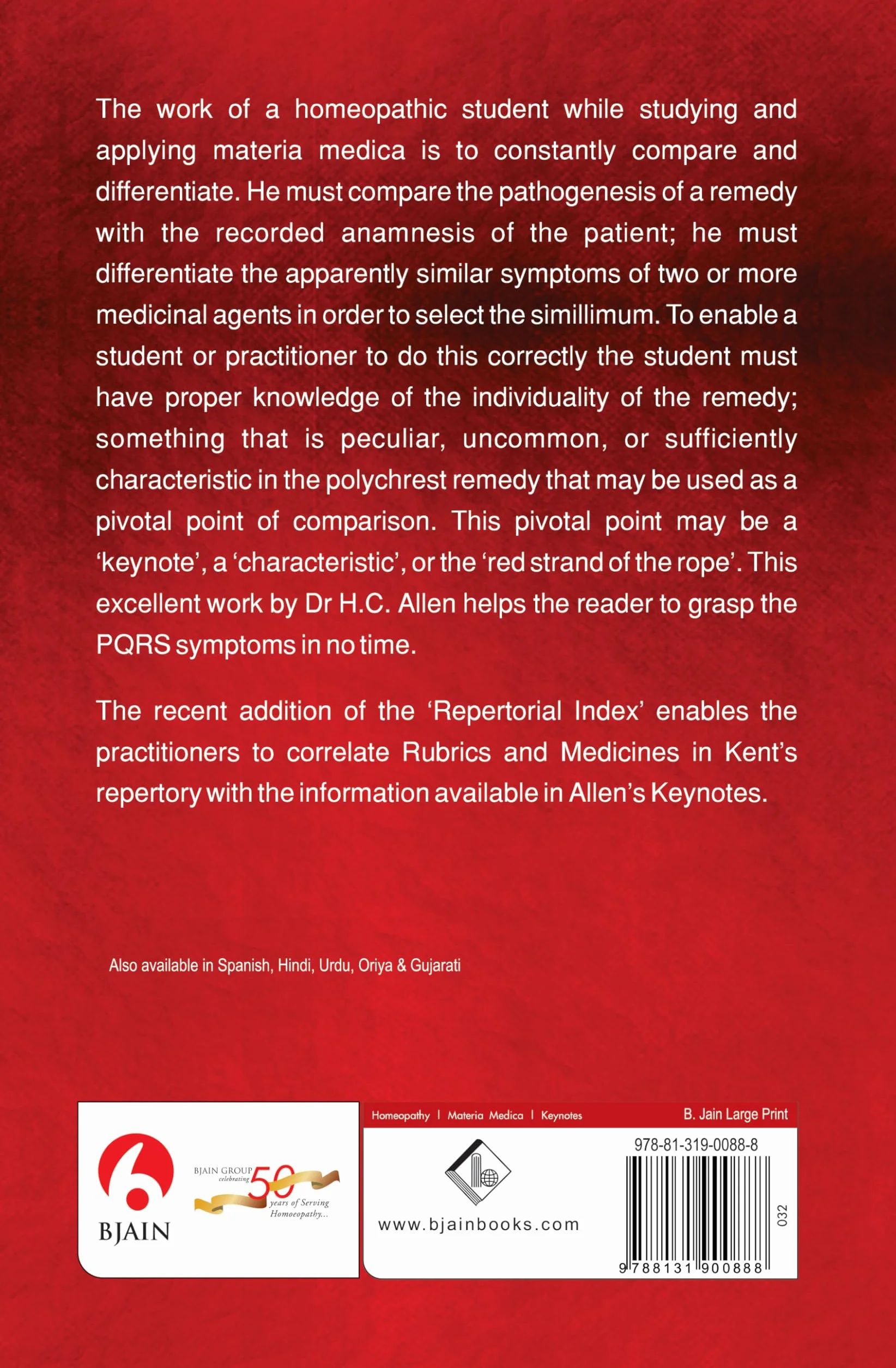 Allens' Keynotes: Rearranged & Classified