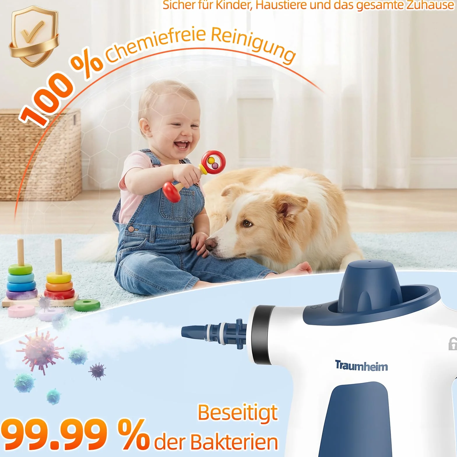 Myjka parowa, ręczna myjka parowa do domu, wielofunkcyjna, z 14-częściowymi akcesoriami, ciśnienie pary 3 bar, 350 ml, 1200 W, bezchemiczna myjka parowa, czyszczenie kuchni, podłóg, płytek