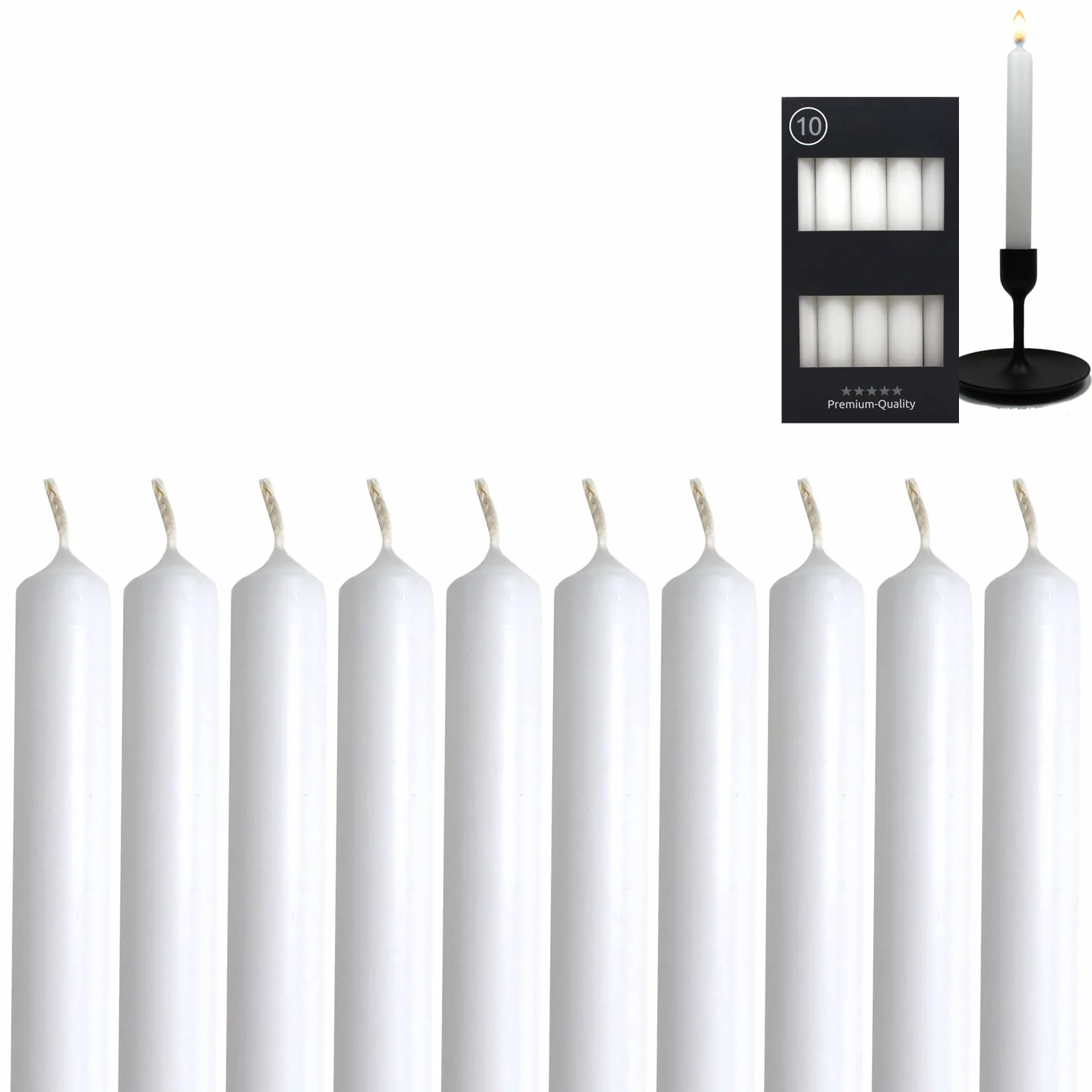 Candelo Zestaw 10 świec białych – 18,5 cm, 7,5 h