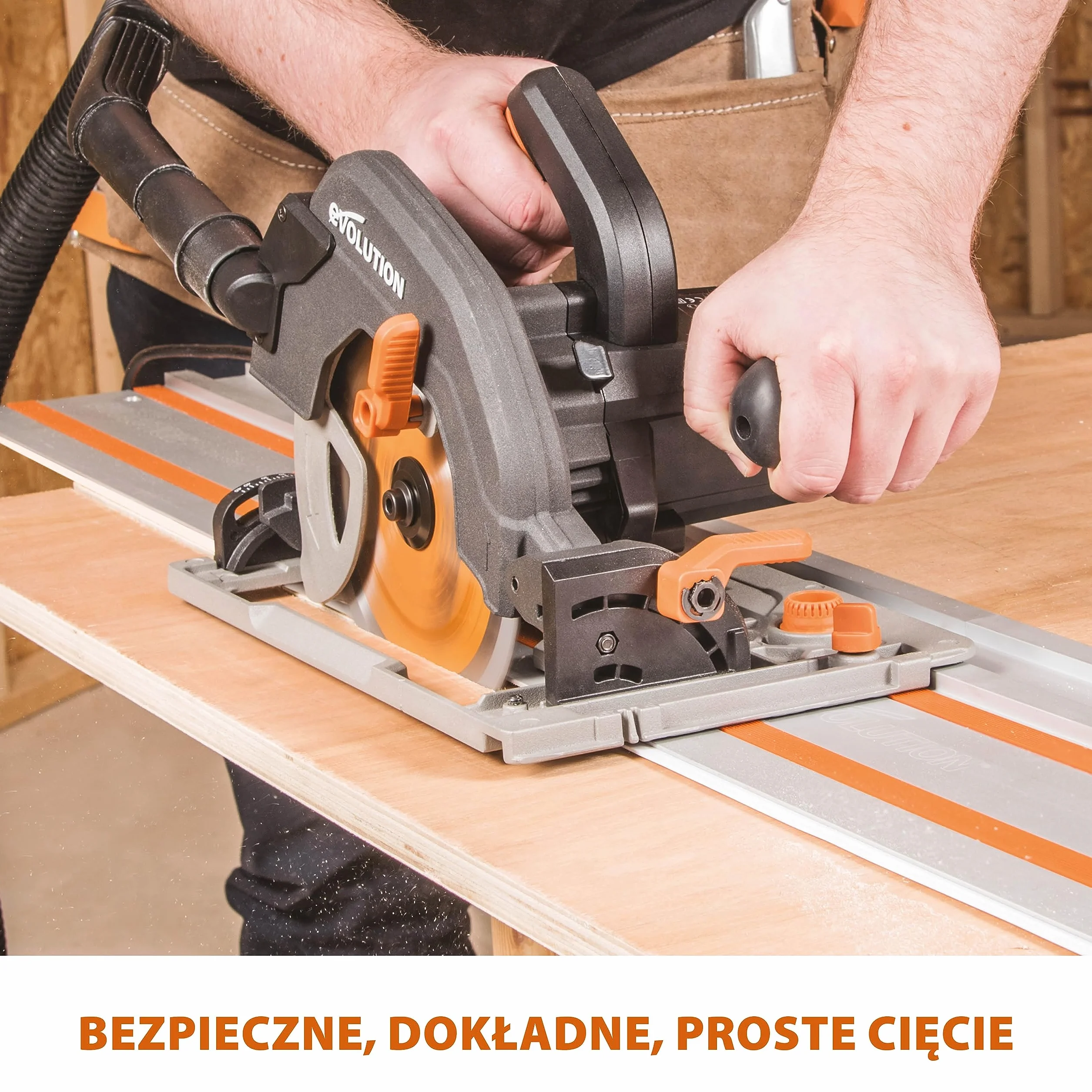 Evolution Power Tools Prowadnica do piły tarczowej ST1400, kompatybilna z wieloma markami pił (Makita, Festool, Titan, Bosch, Erbauer, Metabo), w zestawie torba i zaciski, 1400 mm