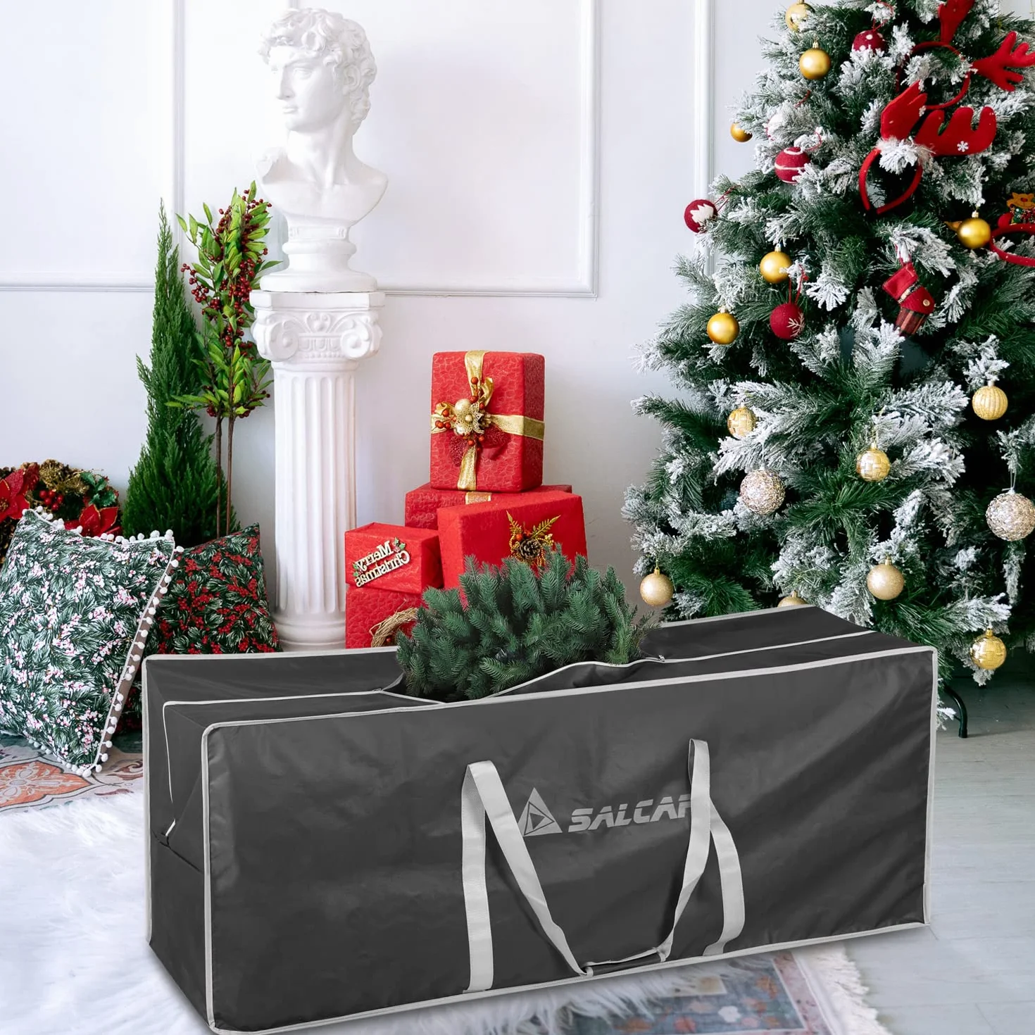 SALCAR Torba do przechowywania choinki 1,8 m/2,1 m/2,4 m Oxford 600D wodoodporna