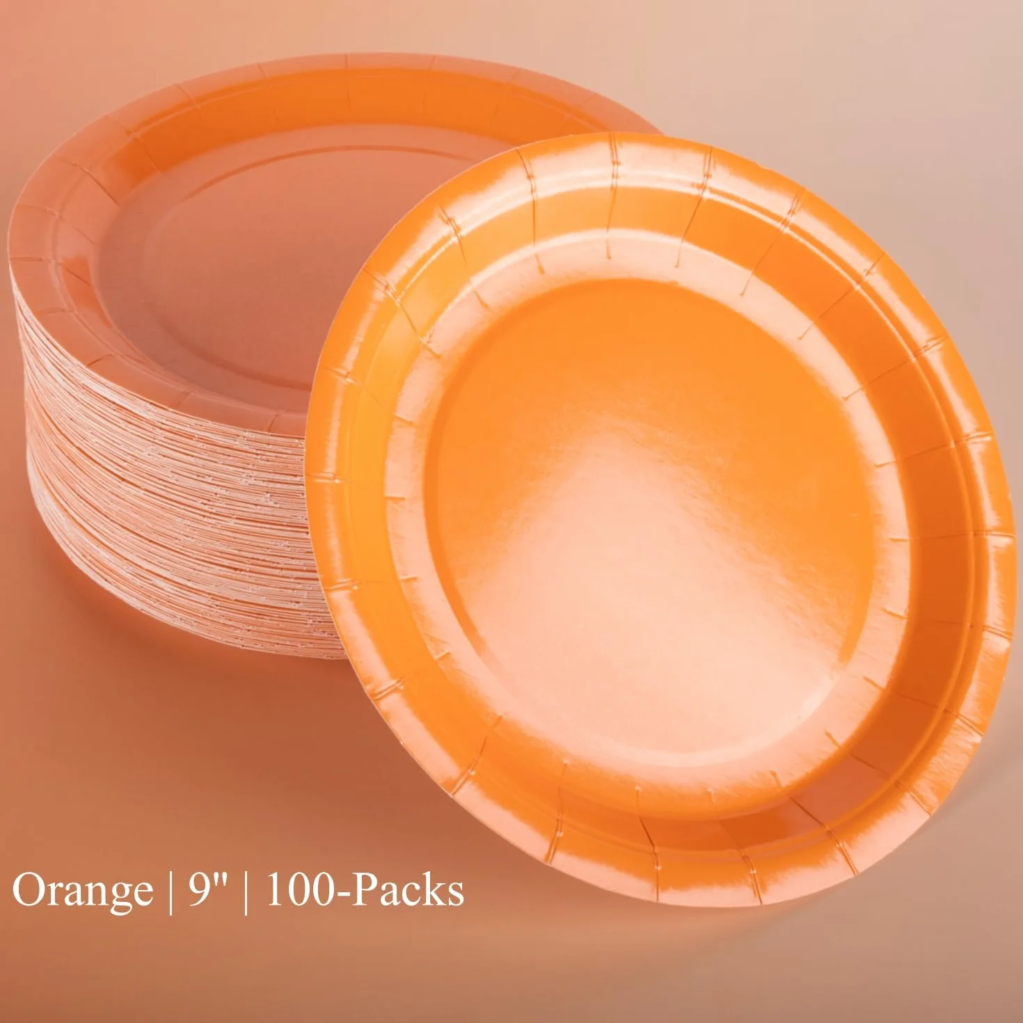CEILIWEN 100 sztuk pomarańczowych talerzy papierowych 23 cm okrągłe na imprezy urodziny Halloween