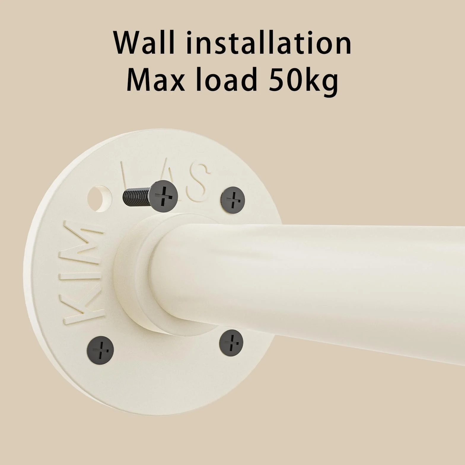 Drążek na ubrania industrialny, 150 cm, montaż ścienny, oszczędność miejsca, drążek na ubrania na ścianę, regał ścienny, regał kuchenny, łatwy montaż, do małych pomieszczeń, biały