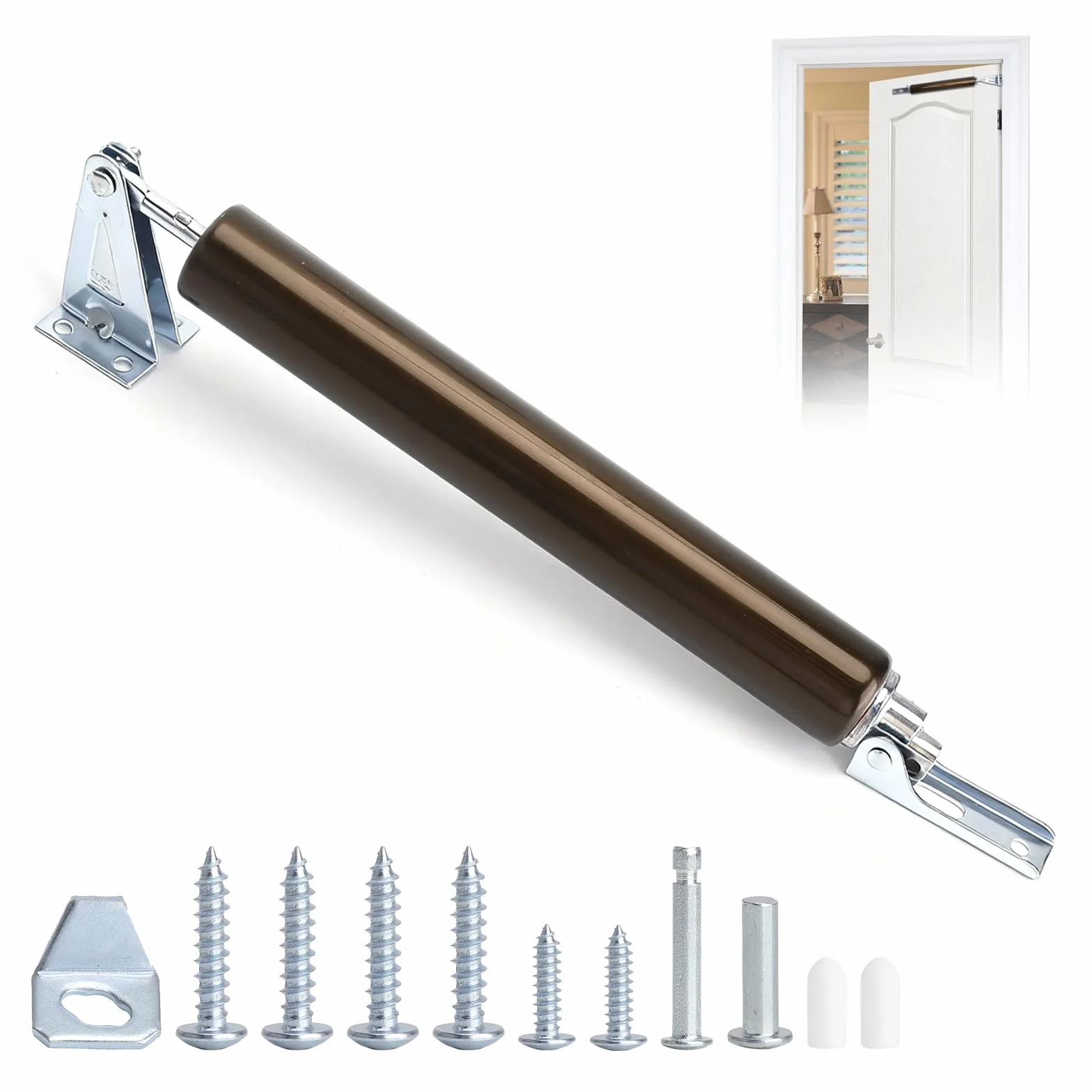 Samozamykacz drzwi 32 × 230 mm z aluminium w kolorze antycznego brązu – cichy amortyzator drzwi z funkcją Soft Close, łatwy montaż bez wiercenia, do drzwi pokojowych, bramy ogrodowej, drzwi