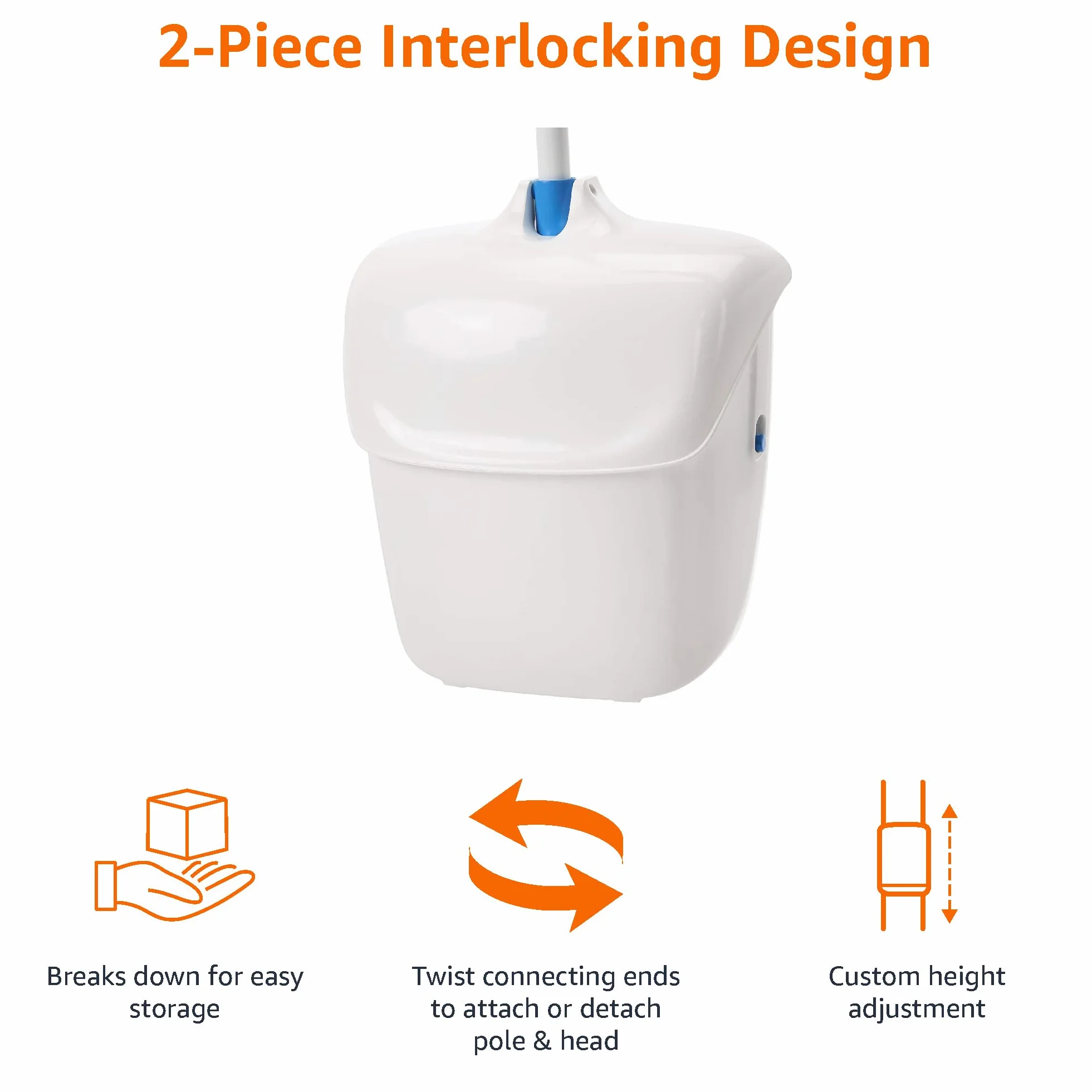 Amazon Basics Miotła i szufelka z uchwytem, kolor niebieski i biały
