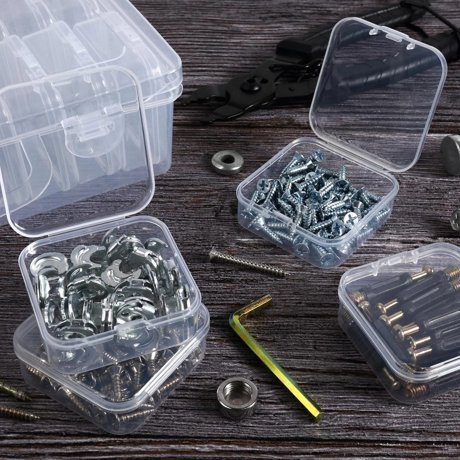 20 sztuk pudełek do sortowania, z pokrywką, małe przezroczyste pudełka do sortowania małych części i 1 duże pudełko do przechowywania, plastikowe pudełko z pokrywką na drobne przedmioty