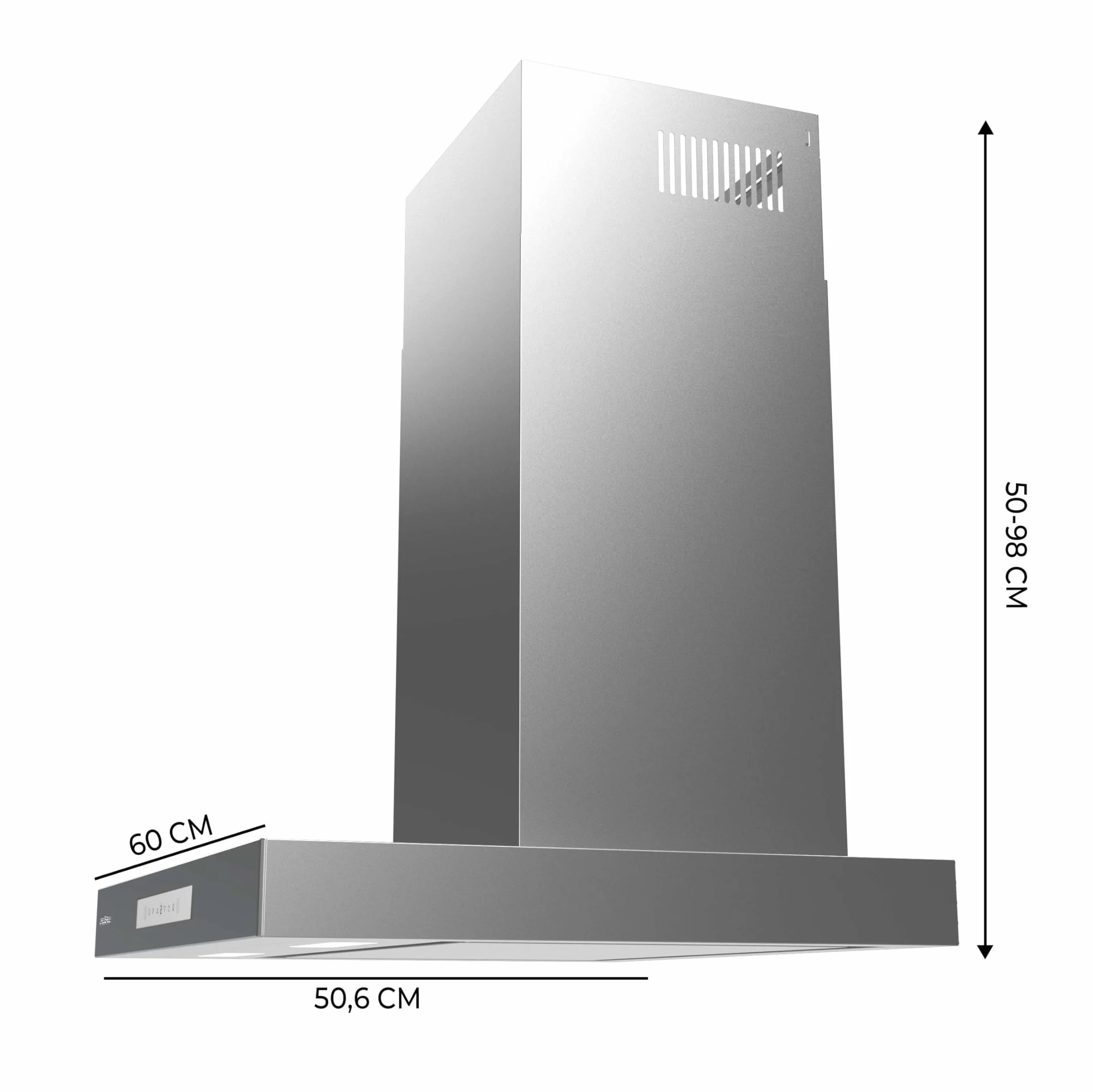 Cecotec Okap kuchenny 90 cm Bolero Flux TT 608000 A++ 210 W stal nierdzewna przepływ powietrza 800 m3/h Touch LED