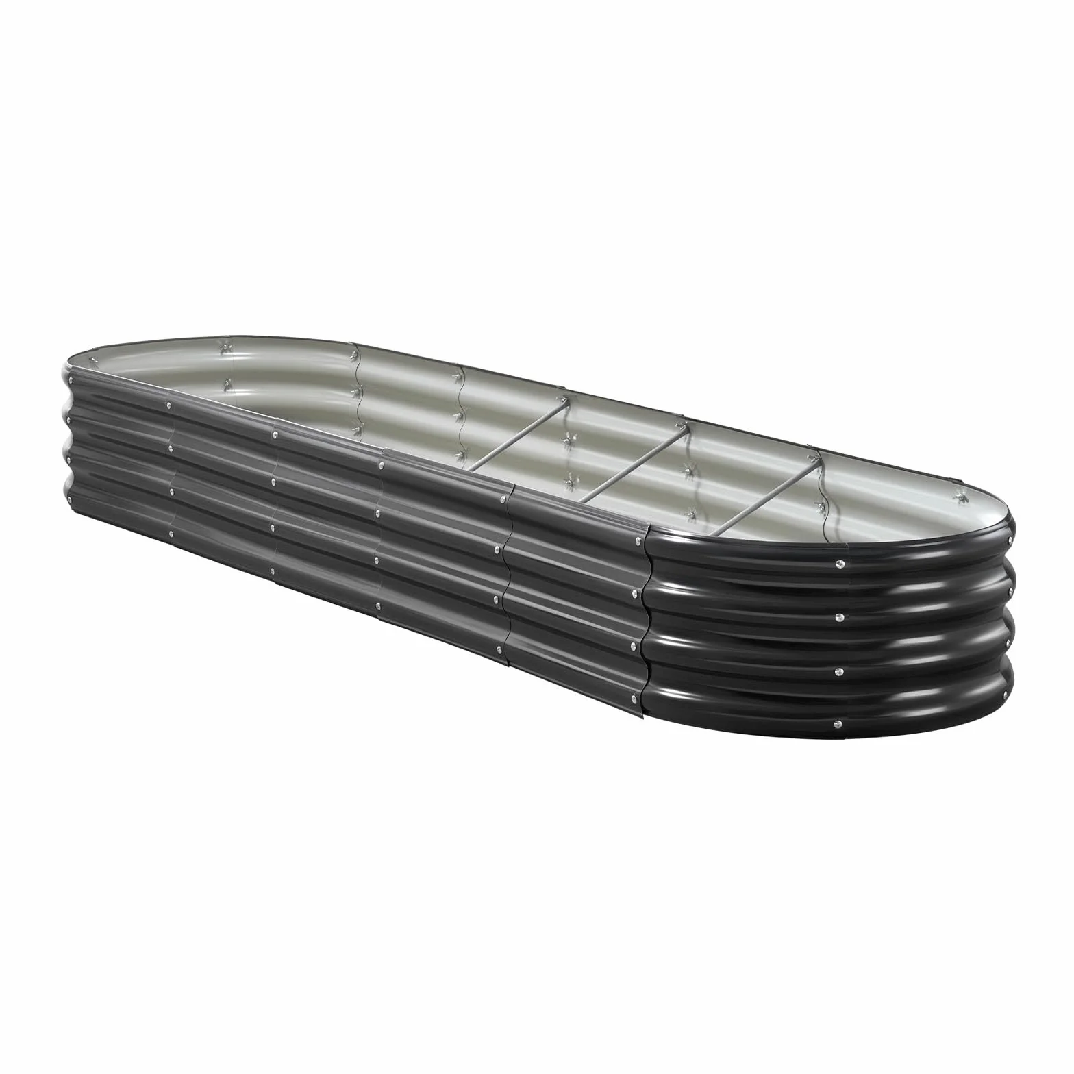 VEVOR Łóżko ogrodowe ze stali ocynkowanej 2400 x 600 x 290 mm, z otwartym dnem, duża podwyższona grządka do uprawy warzyw, kwiatów, ziół aromatycznych i sukulentów, ciemnoszary