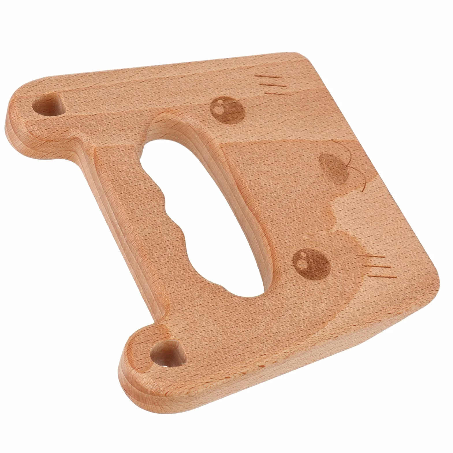 Drewniany Nóż Montessori dla Dziecka Ergonomiczny Nóż Kuchenny z Drewna Bukowego (Kot)