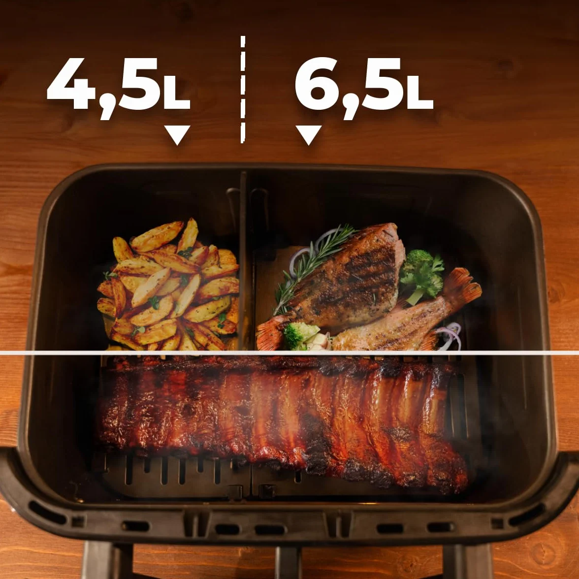 Cecotec Frytkownica powietrzna 10 l, frytkownica powietrzna Cecofry&Grill Smokin 11000, 2200 W, frytkownica 3 w 1, grill, płyta grillowa, zintegrowana wędzarnia, 10 menu, temperatura 40-200°C,
