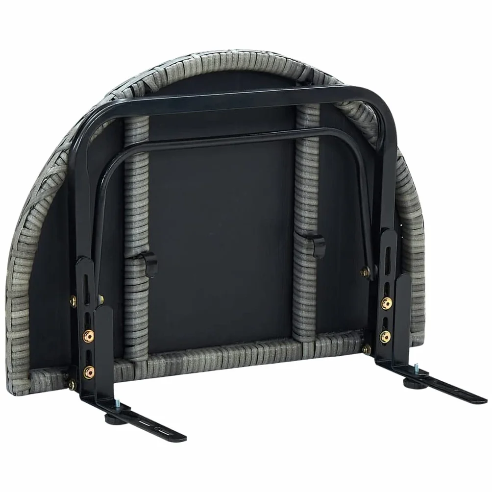 vidaXL Stolik balkonowy, szary, 60x60x40 cm, rattan PE