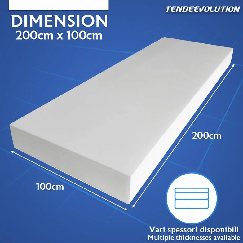 TENDEEVOLUTION Pianka Tapicerska Gęstość 25, Grubość od 1 do 10 cm. Płyta 200x100 cm z Pianki Poliuretanowej do Poduszek, Siedzisk, Sof (Grubość 3 CM)