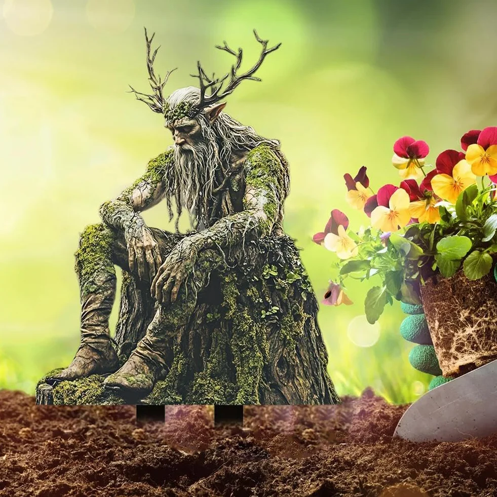 Fairy Garden Stakes Płaski wystrój, Elf Garden Stakes Akrylowa doniczka 2D Kołek Ogród Wstawka Wróżka Akcesoria Ogrodowe Drzewo Mężczyzna Elf Statua Ozdoby do Roślin Doniczkowych Yard Trawnik