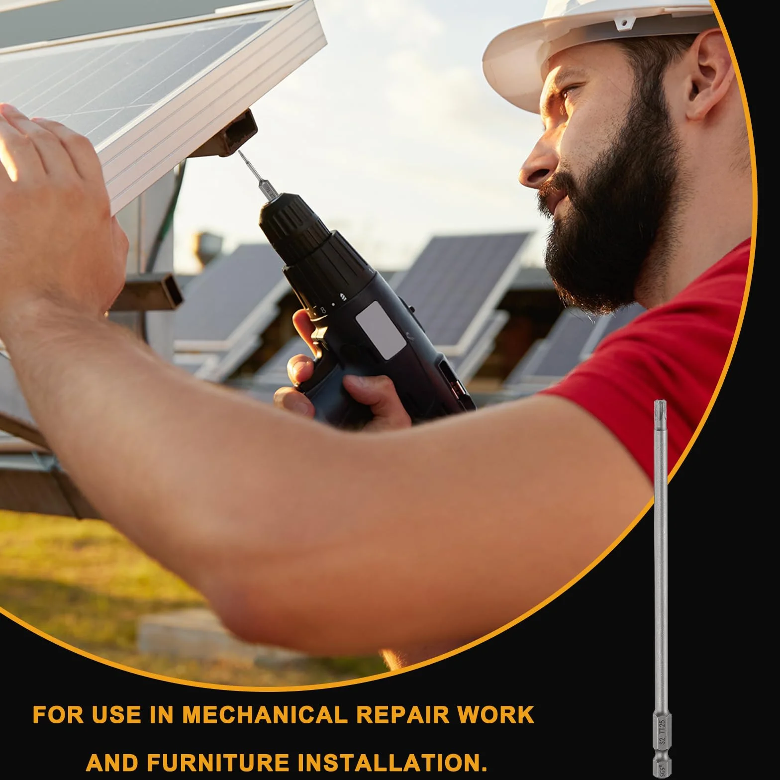 QUARKZMAN TT25 Torx zestaw bitów 6" (150 mm) długi 1/4" magnetyczny sześciokątny sześciokątny trzpień S2 stal końcówka z otworami do wkrętarki akumulatorowej Torx