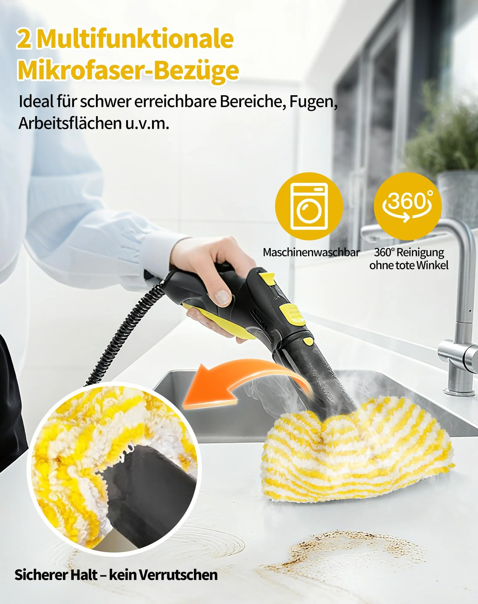 7 sztuk akcesoriów do myjki parowej Kärcher EasyFix SC2 SC3 SC4 SC5 – w zestawie 5 ściereczek podłogowych i 2 pokrowce na wycieraczki z mikrofibry do serii Kärcher EasyFix