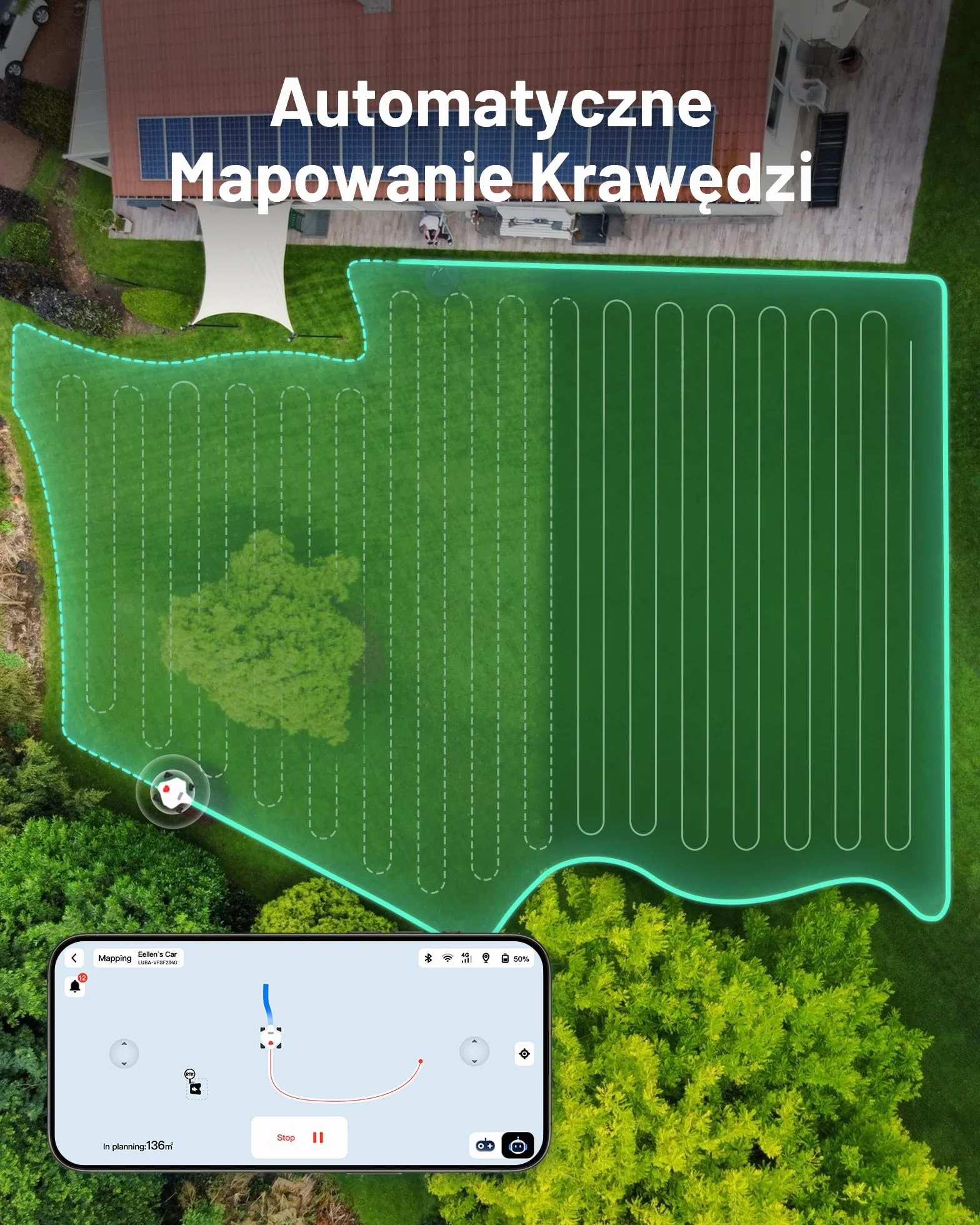 MAMMOTION LUBA 2 AWD 3000X Bezprzewodowa Kosiarka Automatyczna Zalecane 3000 m², maks.3600 m², Automatyczne Mapowanie UltraSense AI Vision i Pozycjonowanie iNavi