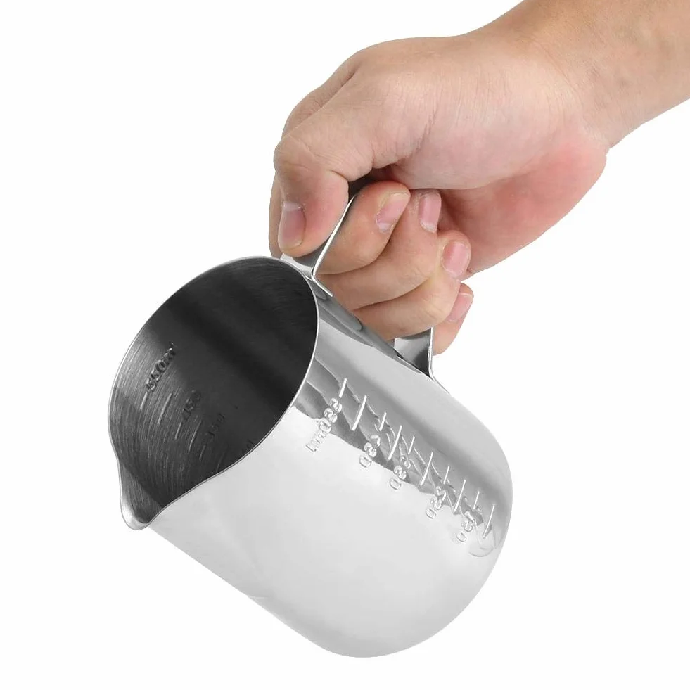 Dzbanek do spieniania mleka, dzbanek do spieniania mleka 350 ml / 550 ml ze stali nierdzewnej, miarka do baristy, cappuccino, espresso. (550 ml)